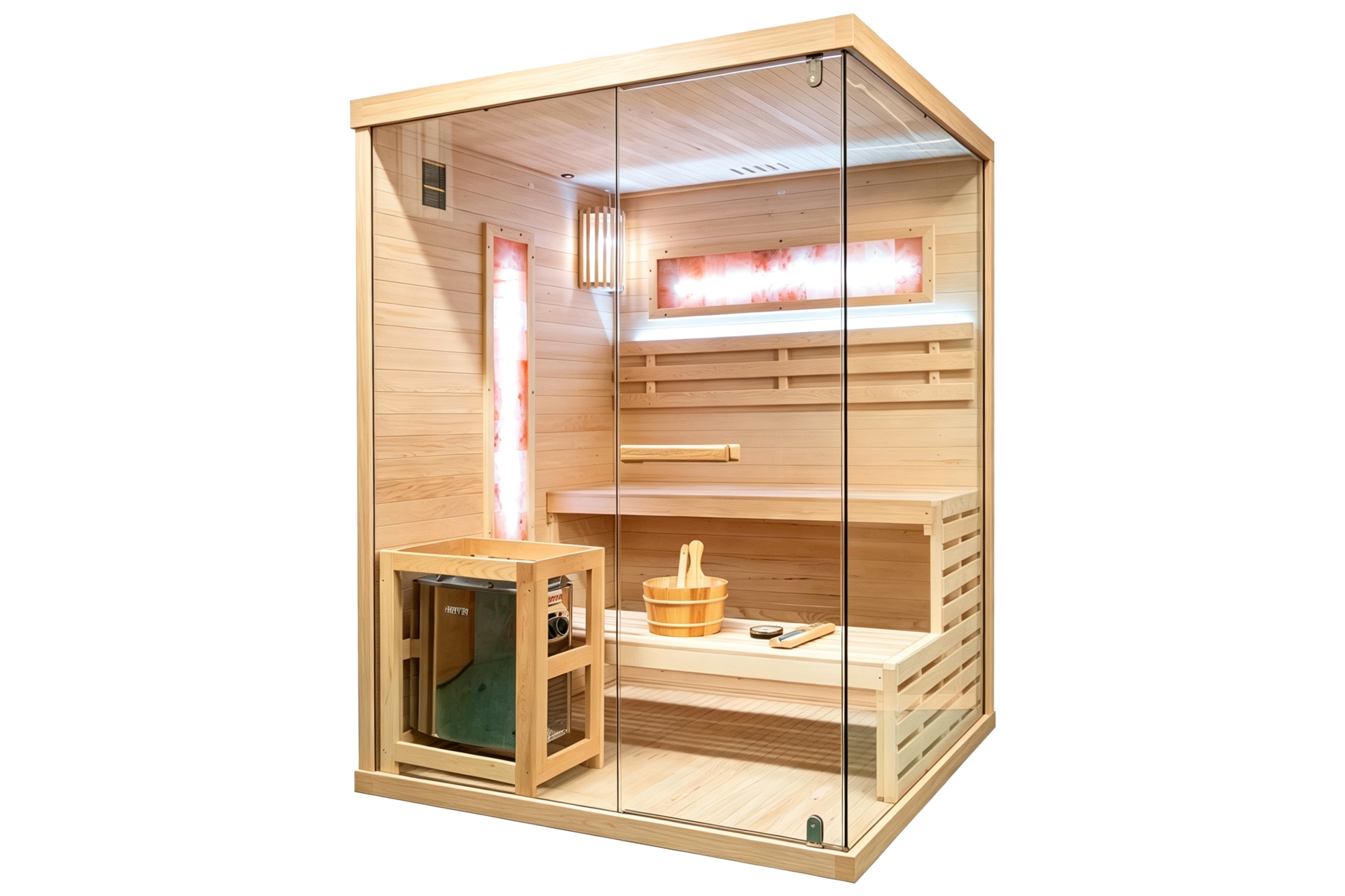 Sauna fińska narożna Nordum Pure 4-osobowa naturalna