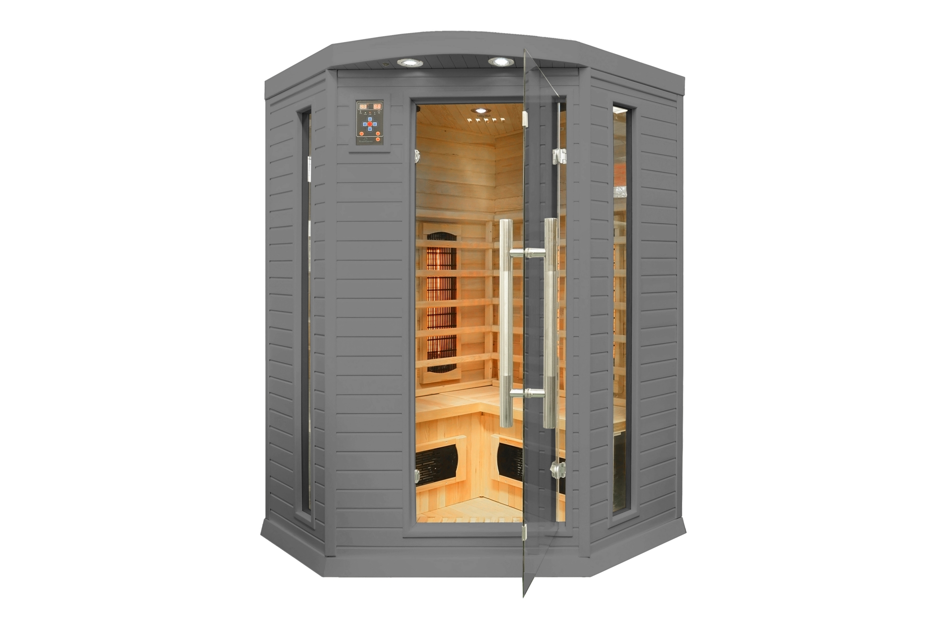 Sauna infrared narożna DH2C Grey - z koloroterapią - dwuosobowa Sauna infrared narożna DH2C Grey z koloroterapią