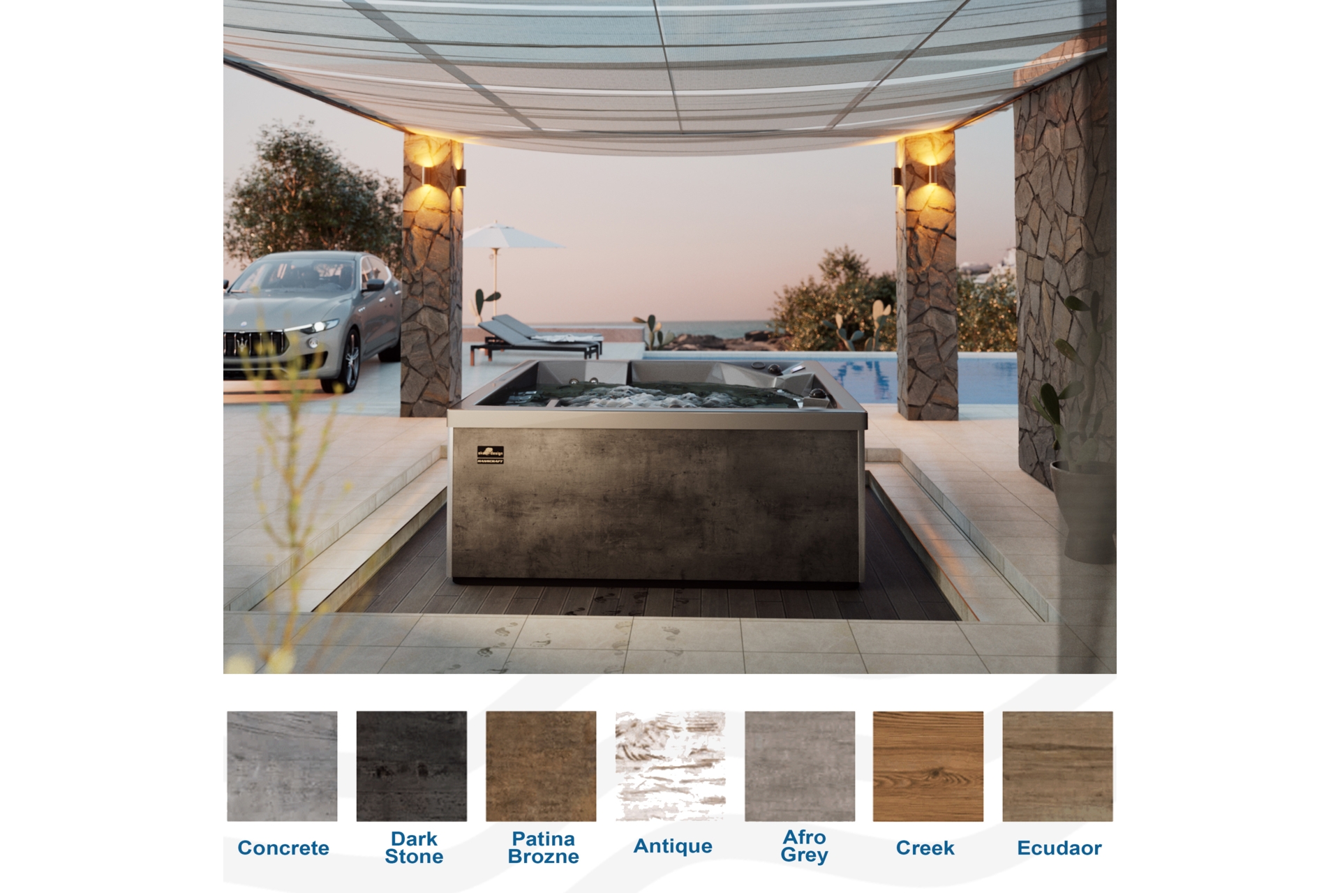 Wanna z hydromasażem Hanscraft Onyx Oka4 - dla 5 osób - dwie pompy do masażu Wanna ogrodowa z hydromasażem Hanscraft Onyx Oka4