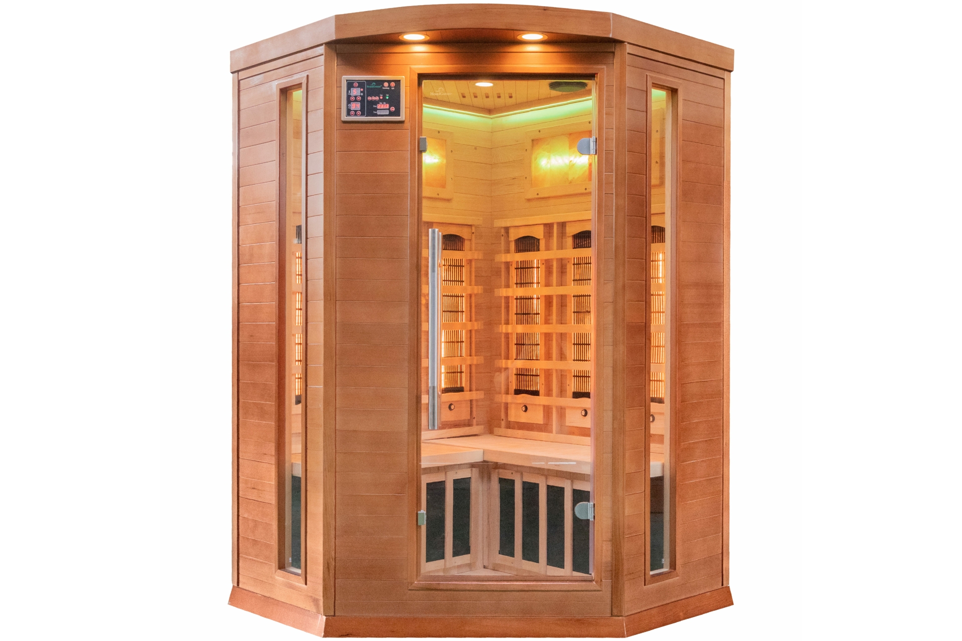 Sauna infrared narożna Nordum Classic 2-osobowa WiFi brązowa