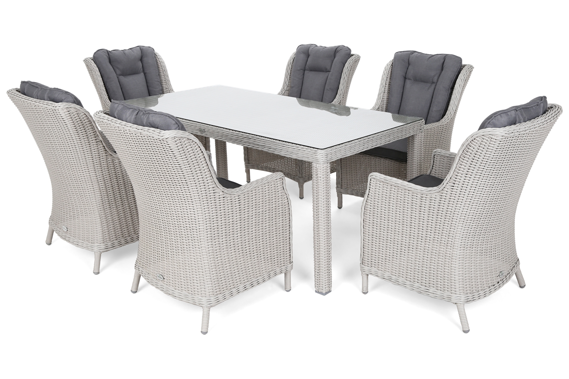 Meble ogrodowe technorattanowe Bristol 180 cm White / Grey 6+1