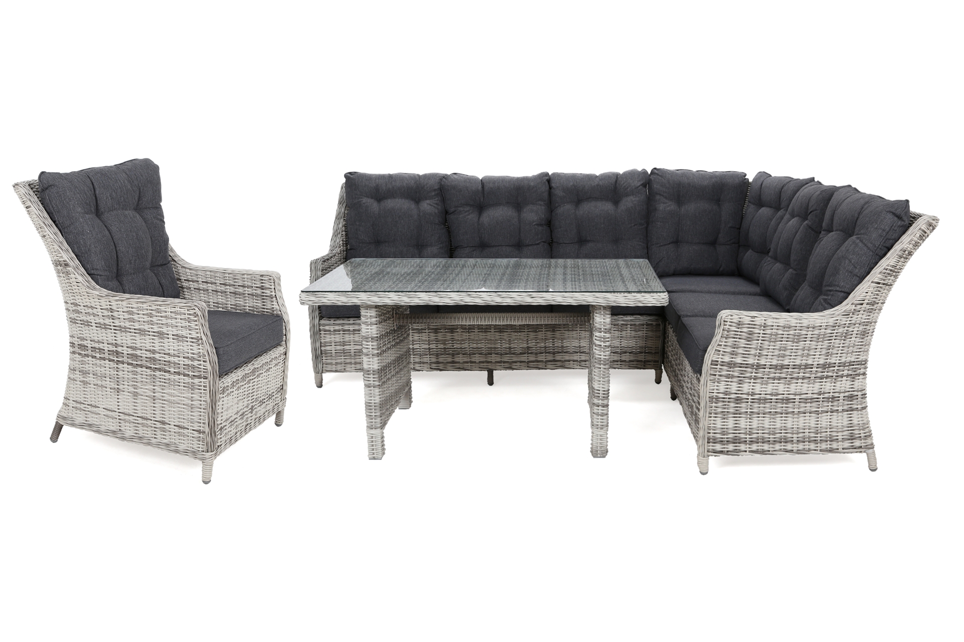 Narożny zestaw mebli ogrodowych prawy Alicante Light Grey / Grey Melange