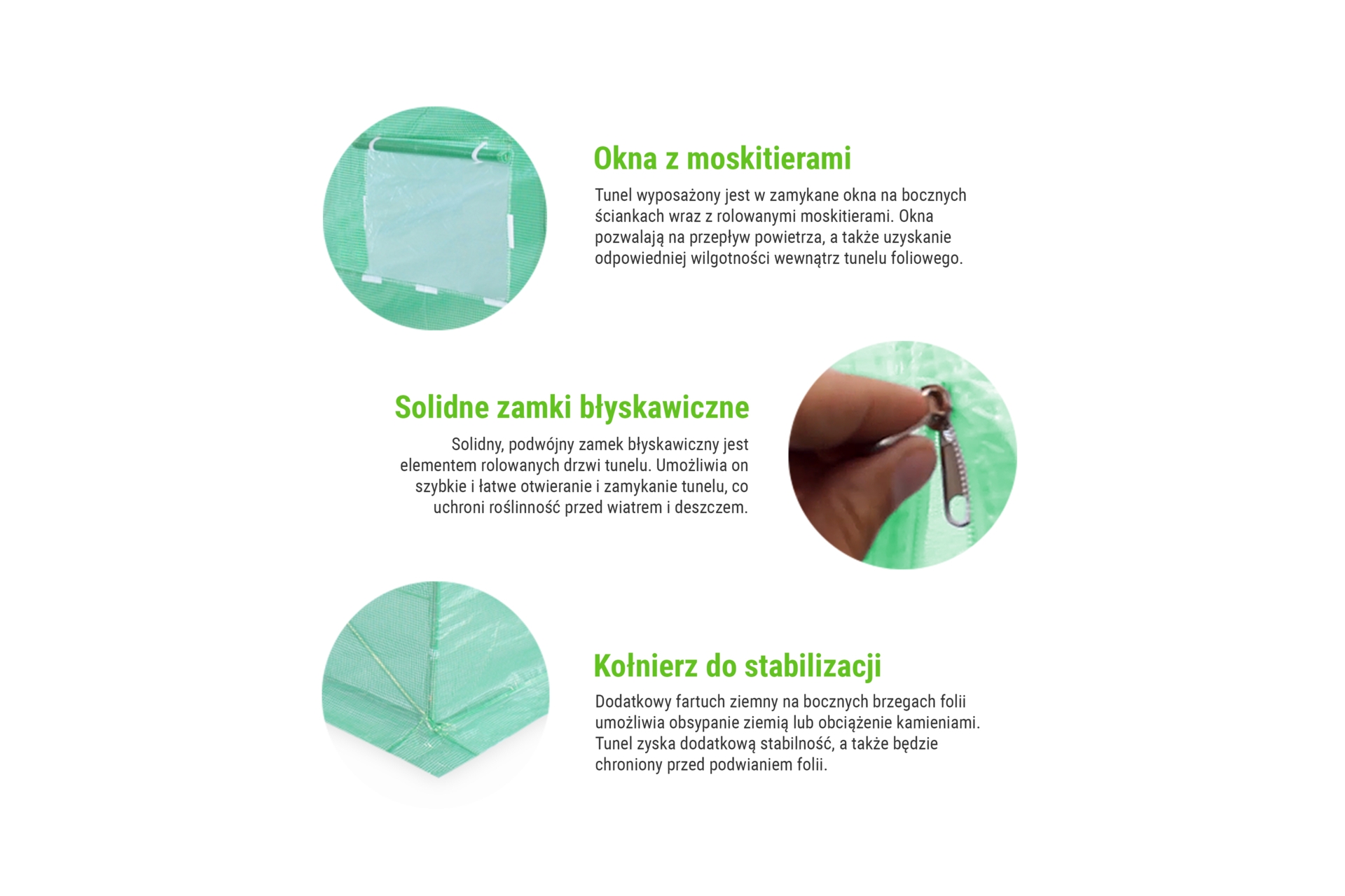 Tunel foliowy 2,5x4 m wzmocniony zielony