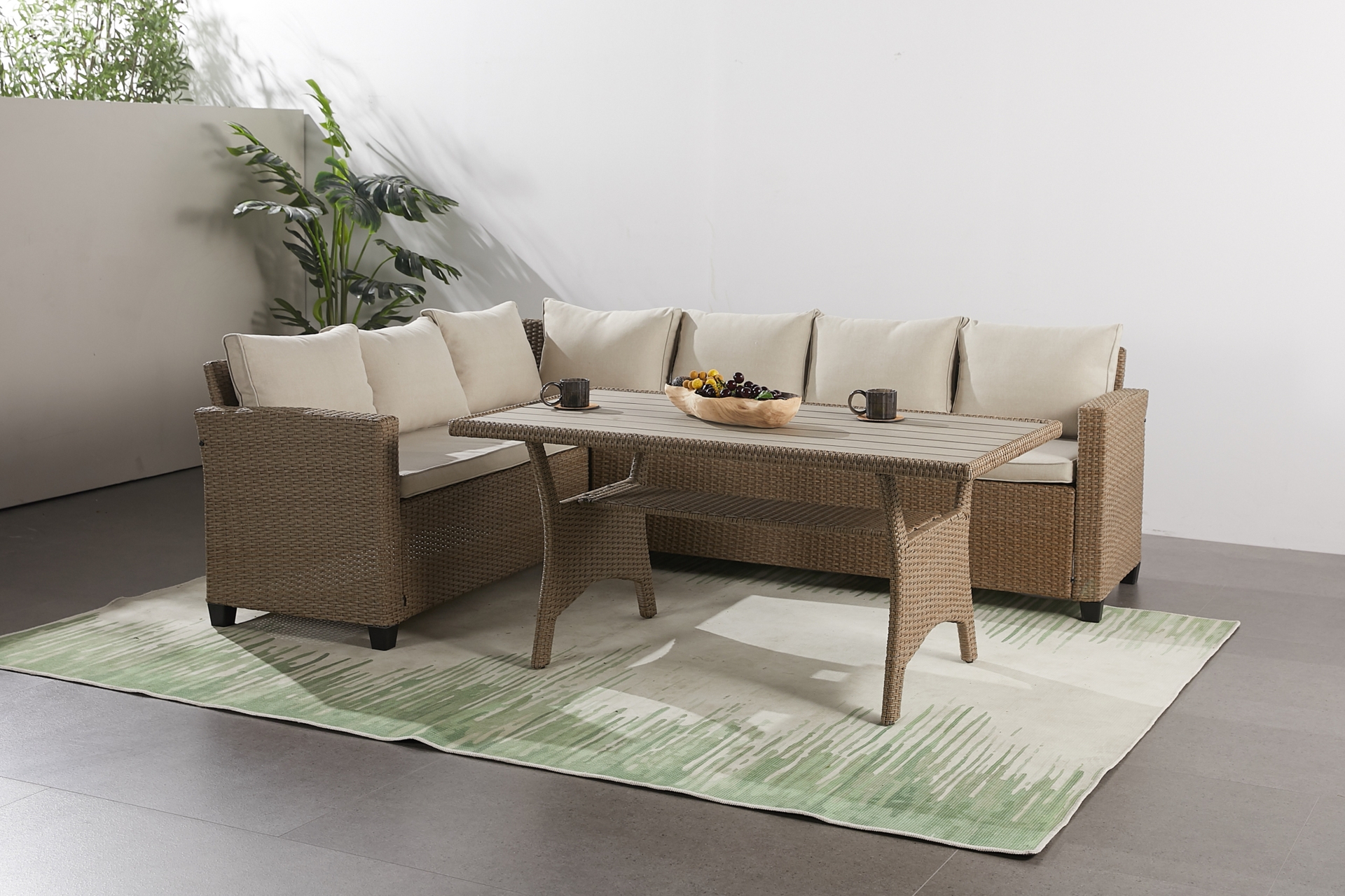 Narożnik ogrodowy technorattanowy Lagos Khaki Grey / Beige Melange