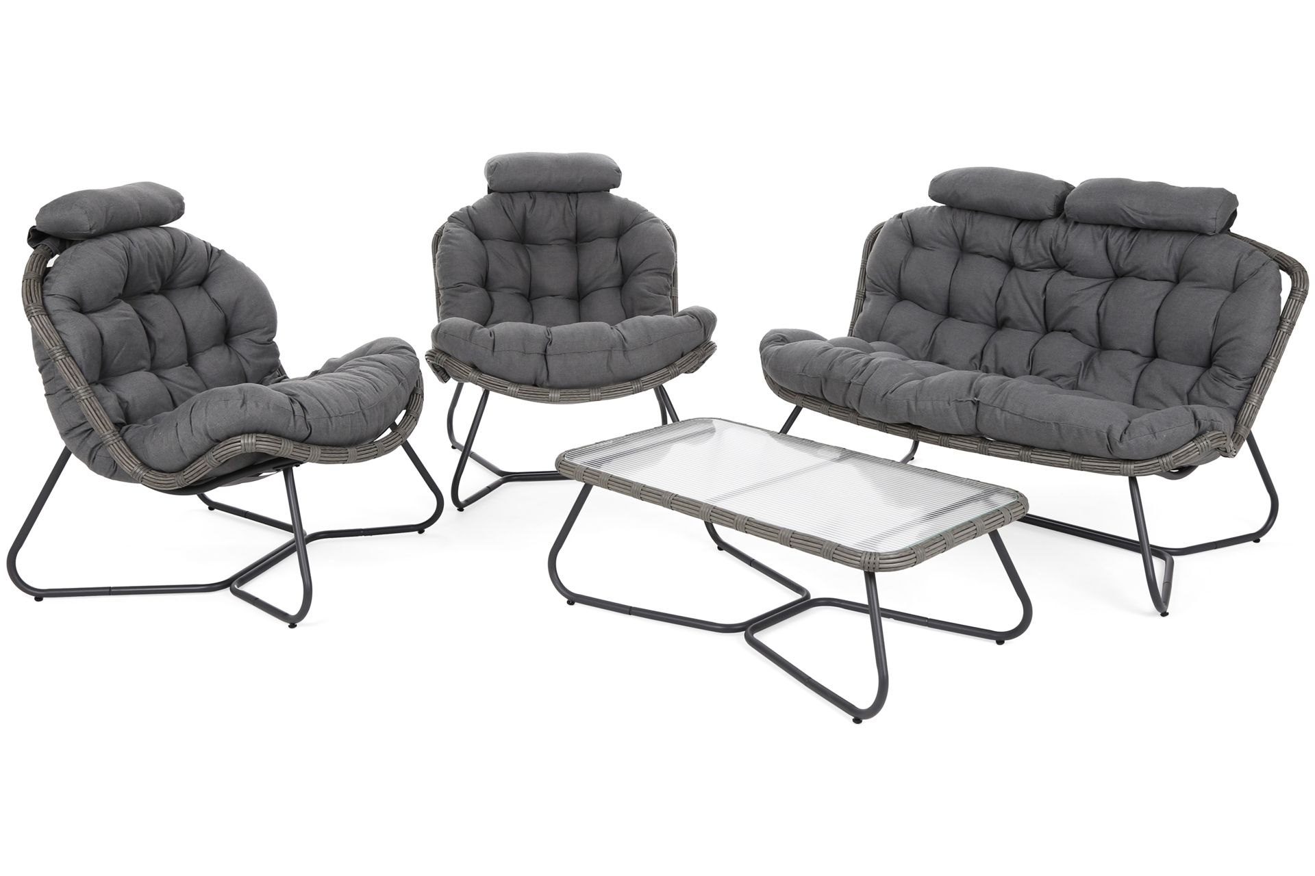 Meble technorattanowe Palermo szare - dla 4 osób Meble ogrodowe technorattanowe Palermo Grey / Grey