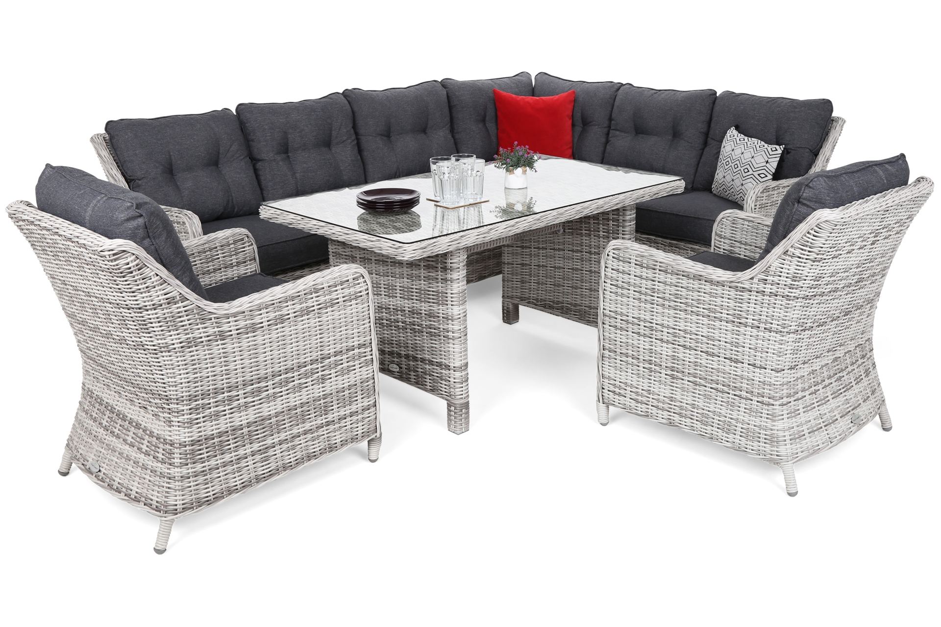 Narożny zestaw mebli ogrodowych prawy California Light Grey / Grey Melange