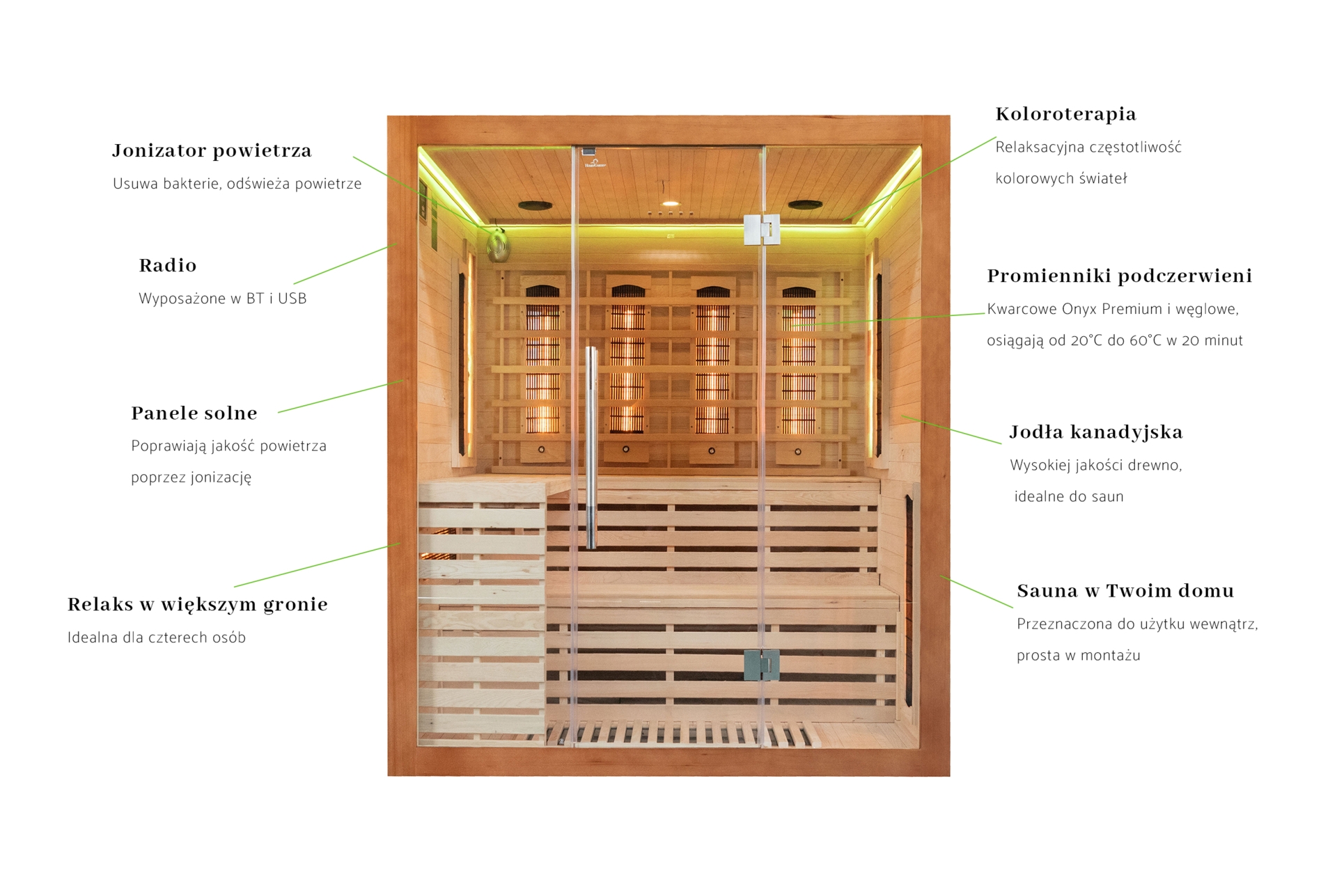 Sauna infrared Nordum Solea 4-osobowa Smart brązowa