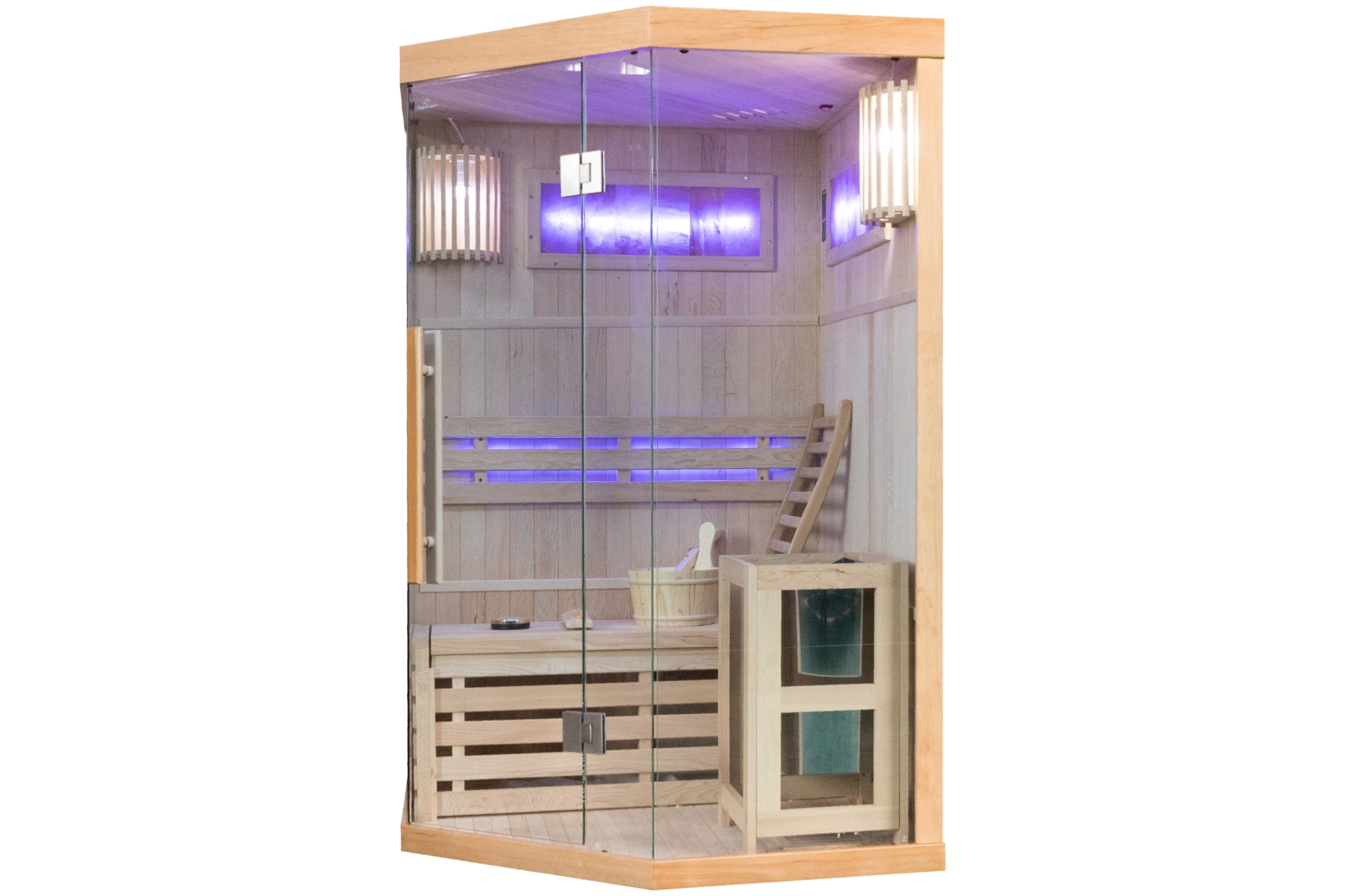 Sauna fińska narożna Nordum Solea 2-osobowa naturalna