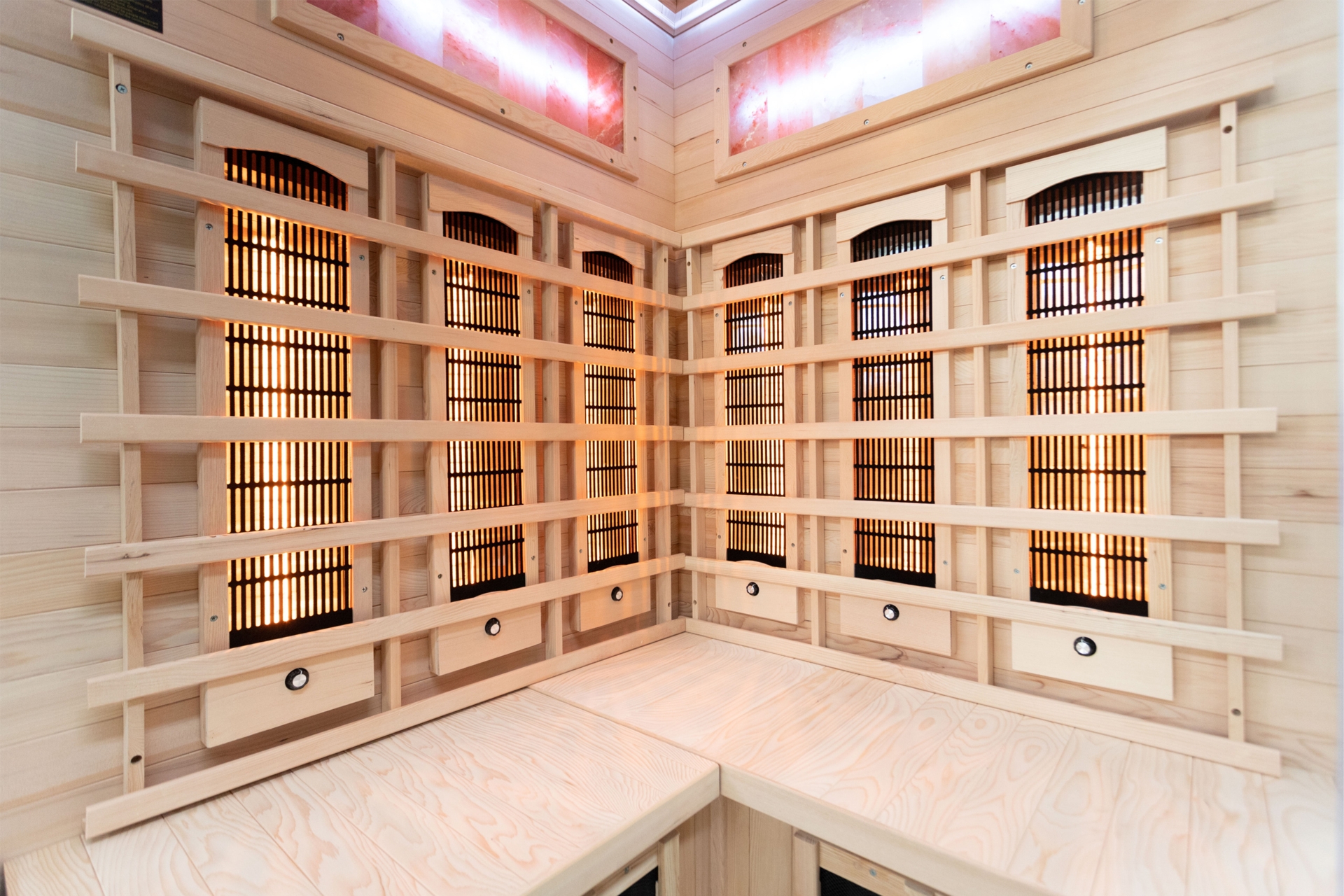 Sauna infrared narożna Nordum Solea 2-osobowa WiFi brązowa - z panelami solnymi Sauna infrared narożna Nordum Solea 2-osobowa WiFi brązowa