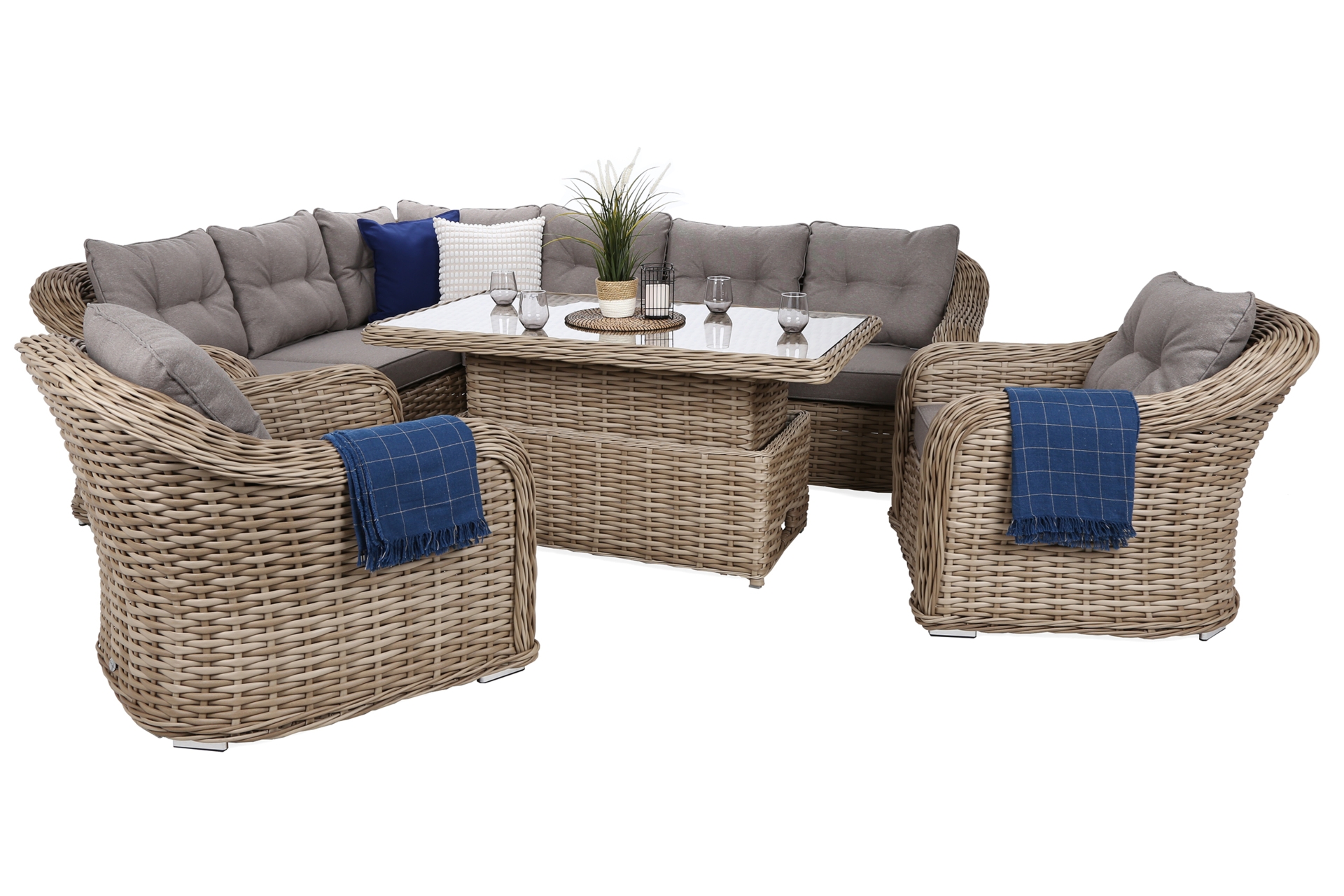 Narożny zestaw mebli ogrodowych Foggia Comfort Beige / Beige Melange