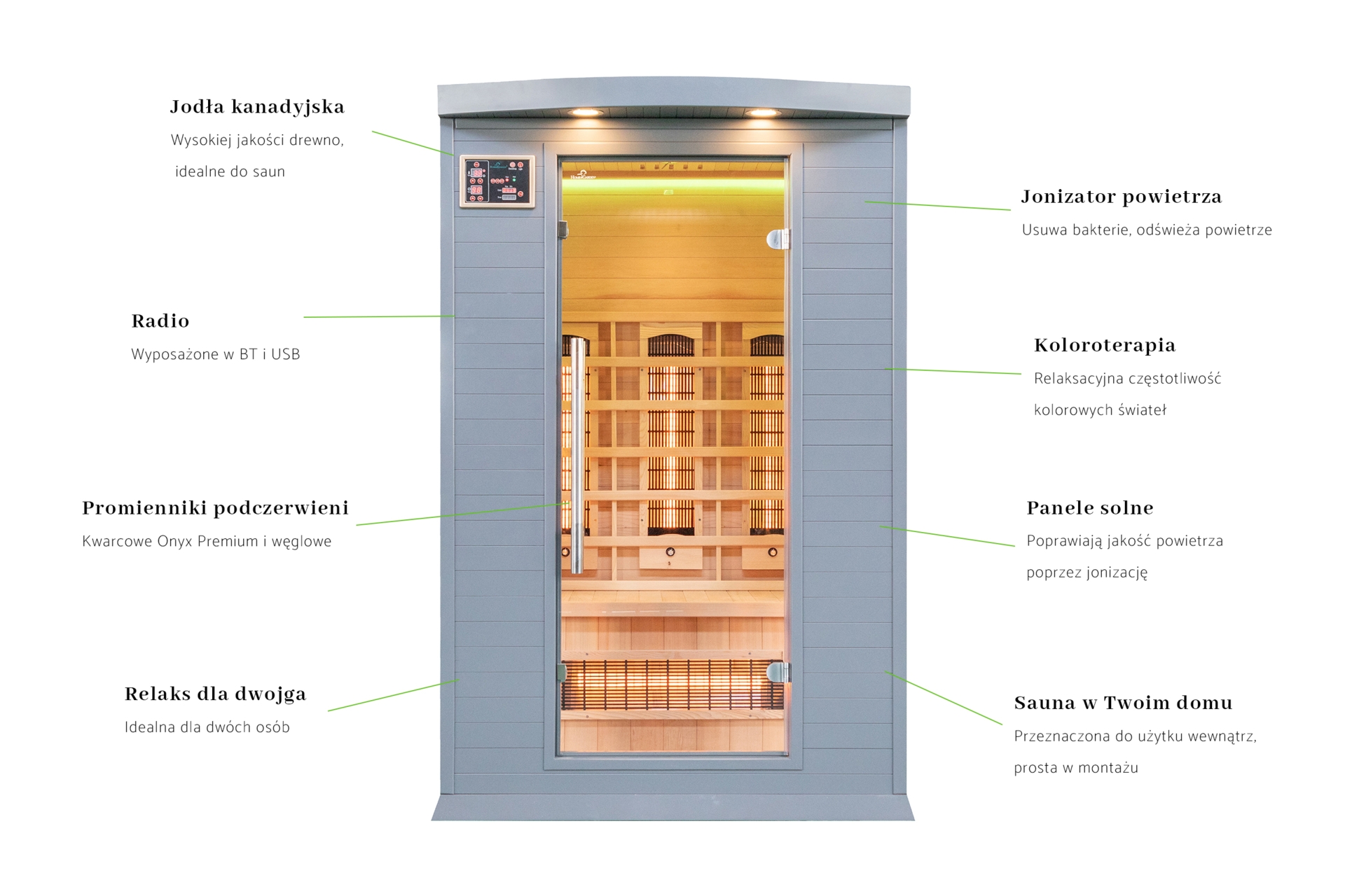 Sauna infrared Nordum Classic 2-osobowa szara