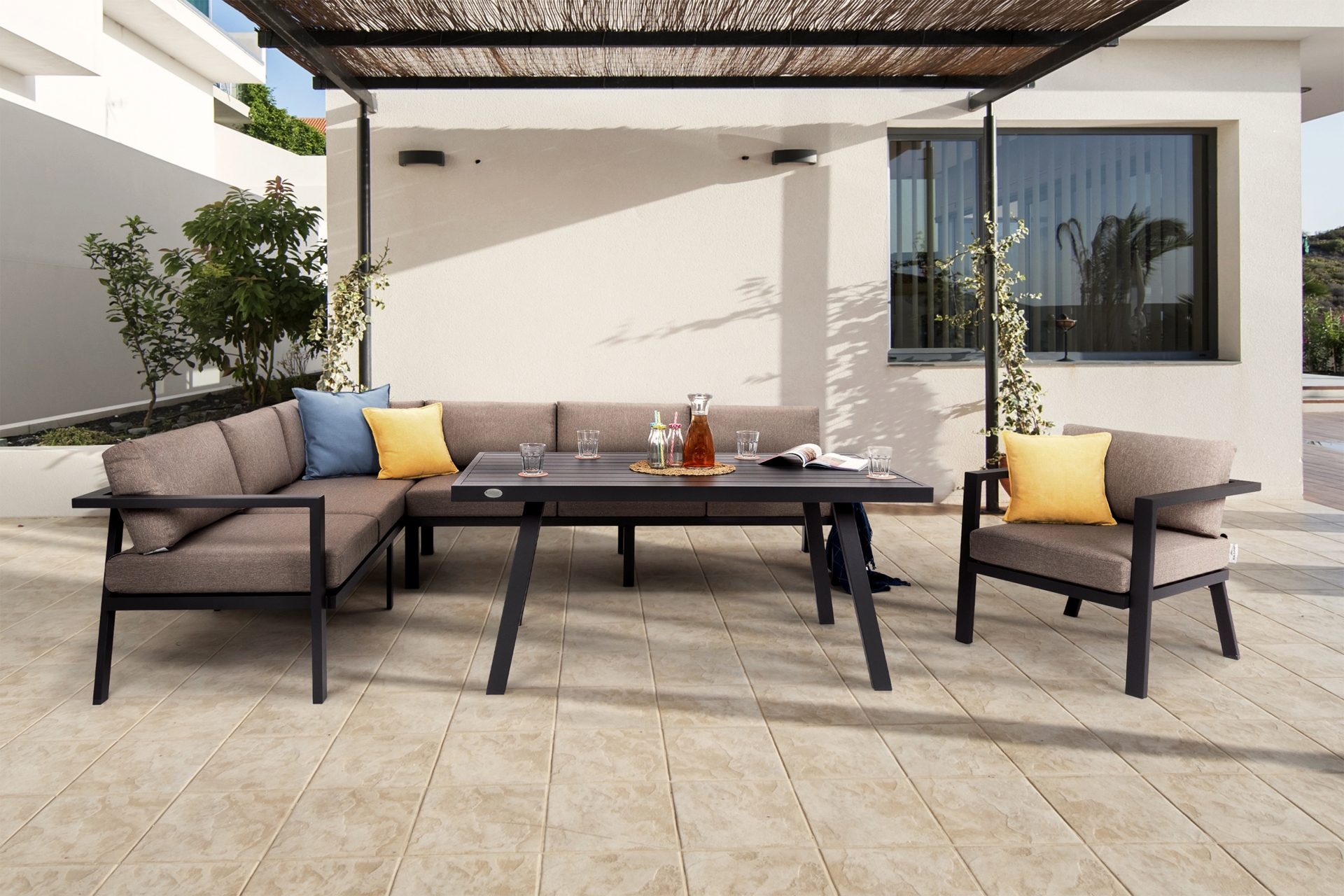 Narożne meble ogrodowe aluminiowe Miami Grey / Window Grey