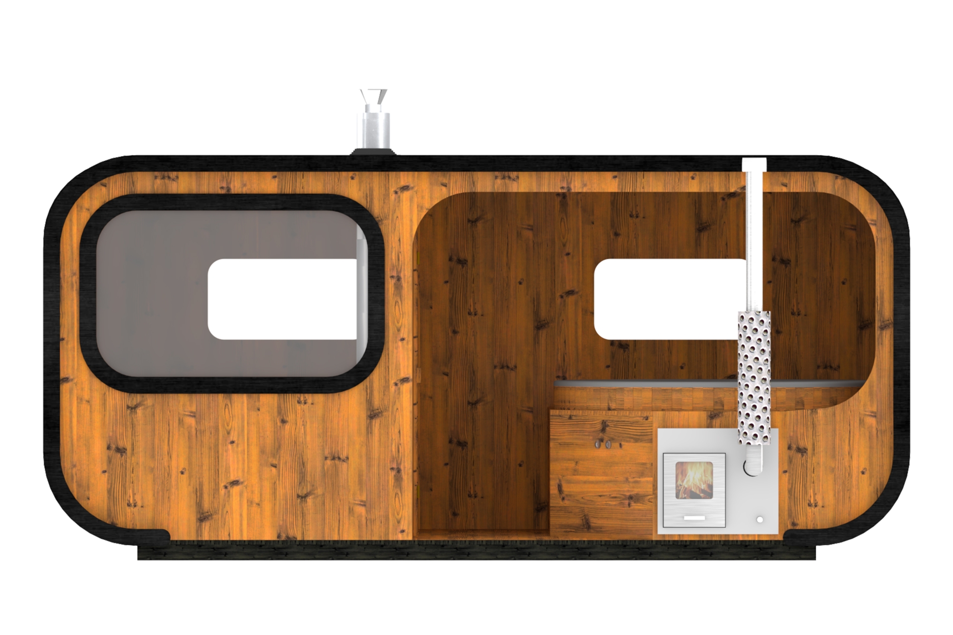 Sauna fińska zewnętrzna Hobbit Odnova z balią 220 x 500 cm