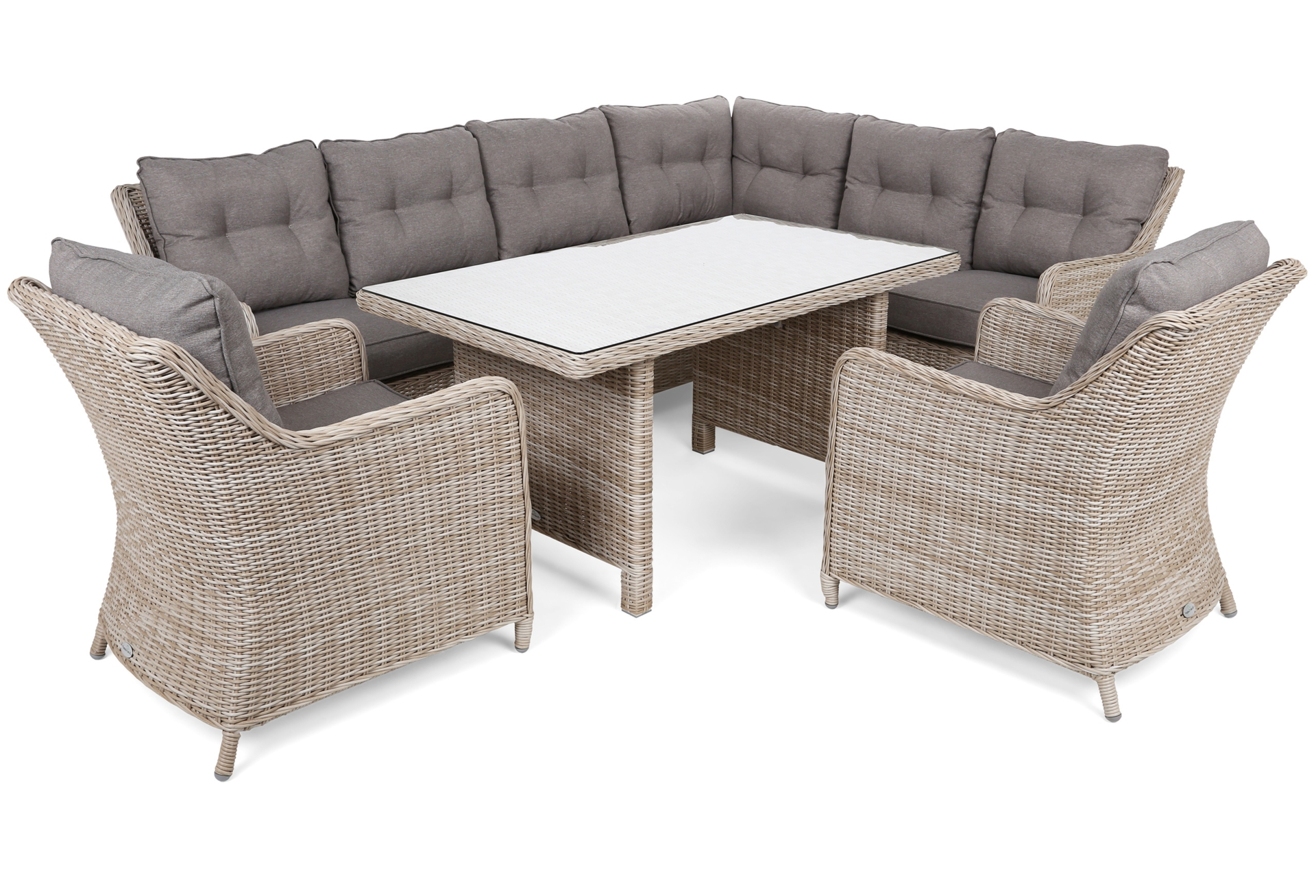 Narożny zestaw mebli ogrodowych prawy California Beige / Beige Melange