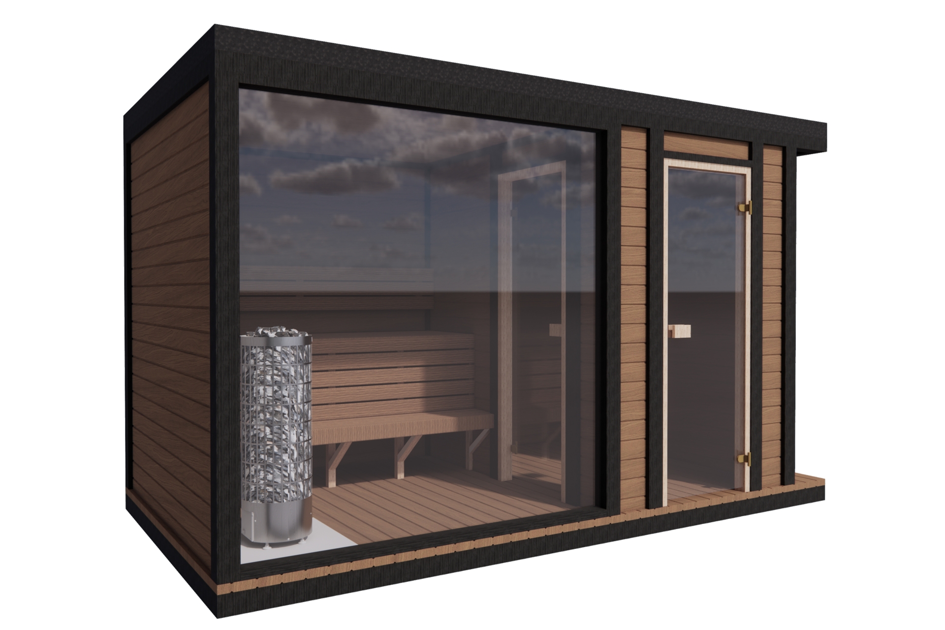 Sauna fińska zewnętrzna TerModula z mini szatnią 373 x 210 cm