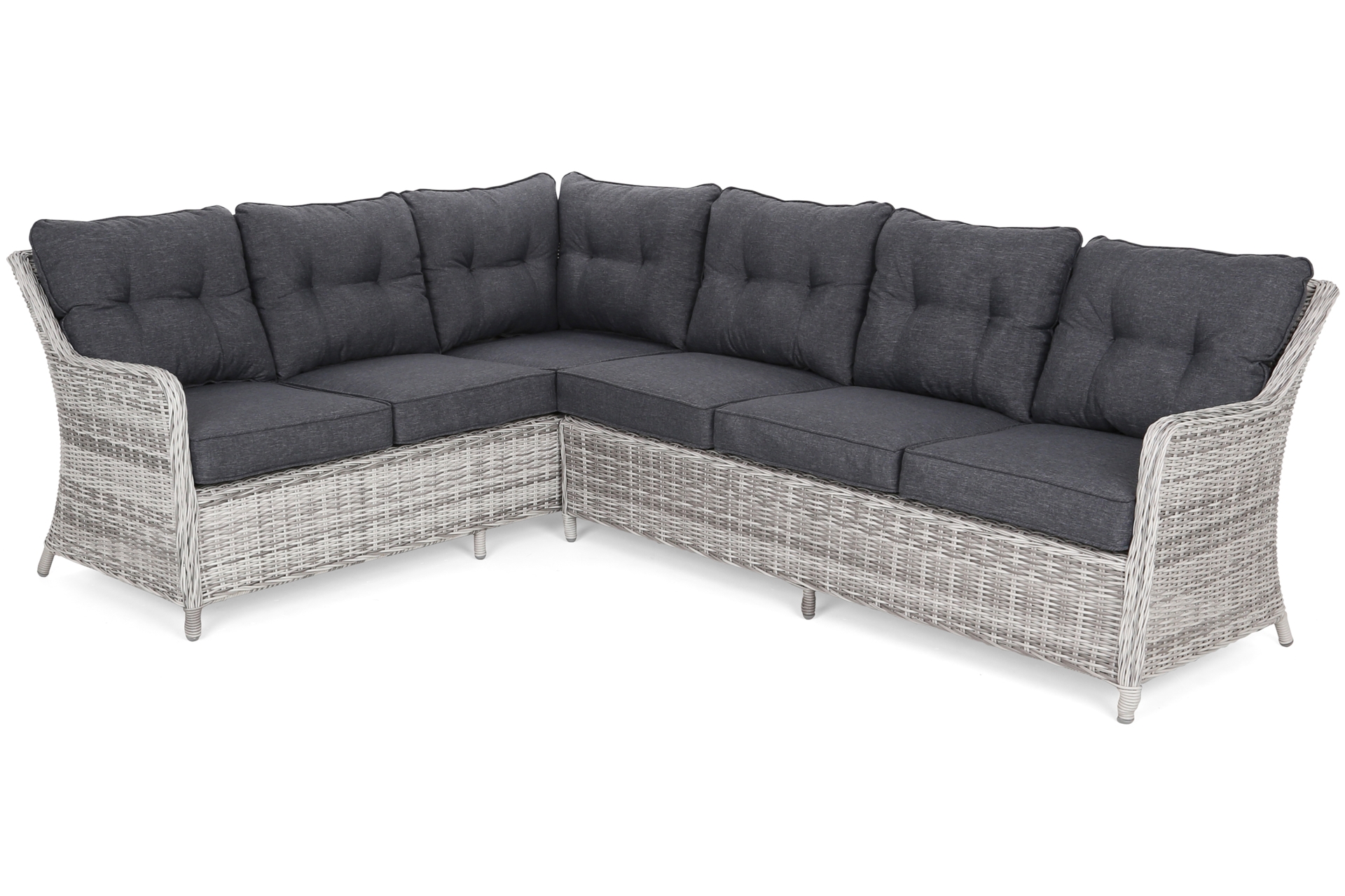Narożne meble ogrodowe technorattanowe lewe California - jasnoszare - dla 8 osób Narożny zestaw mebli ogrodowych lewy California Light Grey / Grey Melange