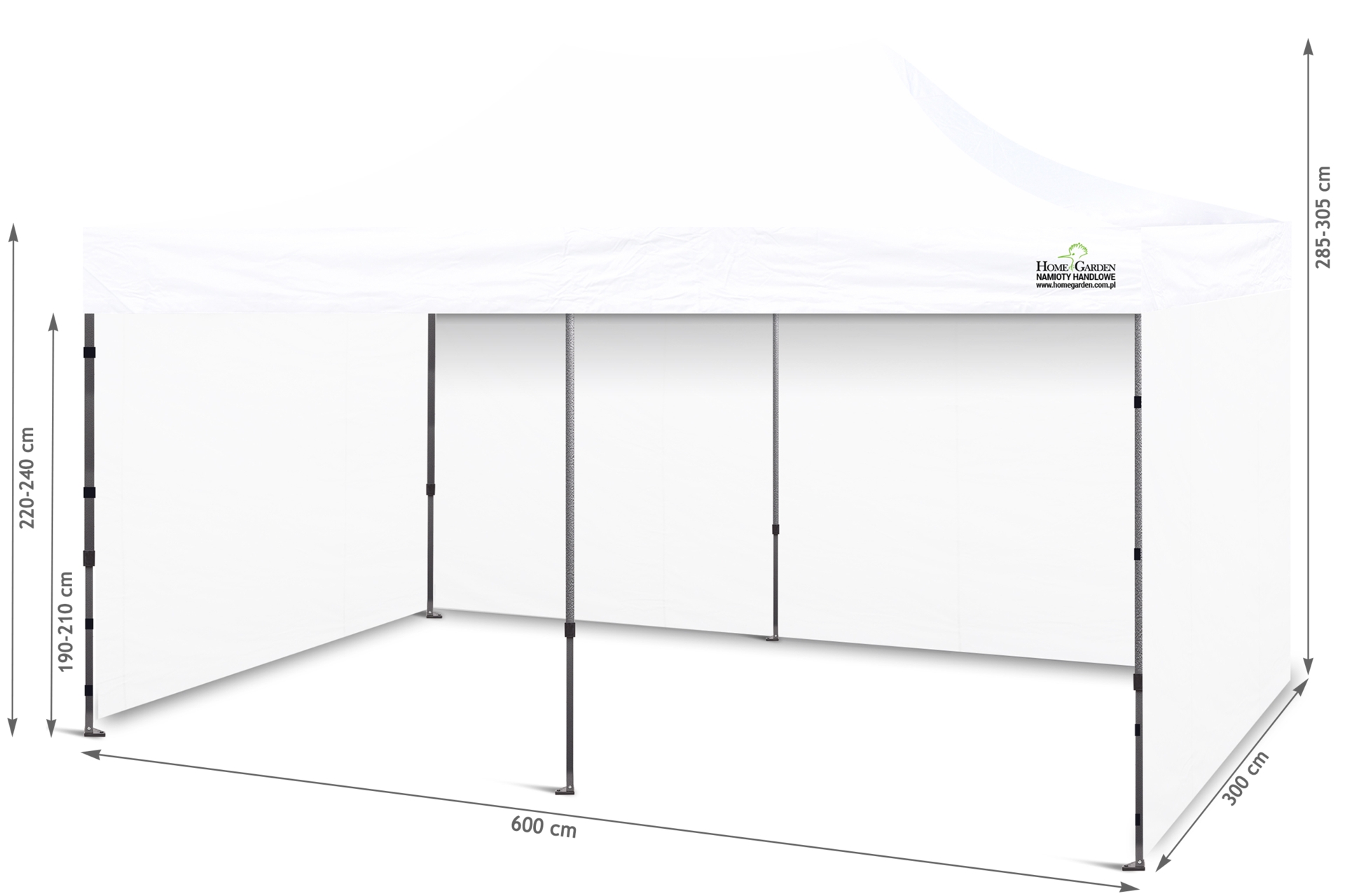 Pawilon handlowy 6x3 biały Namiot handlowy 600 x 300 cm biały