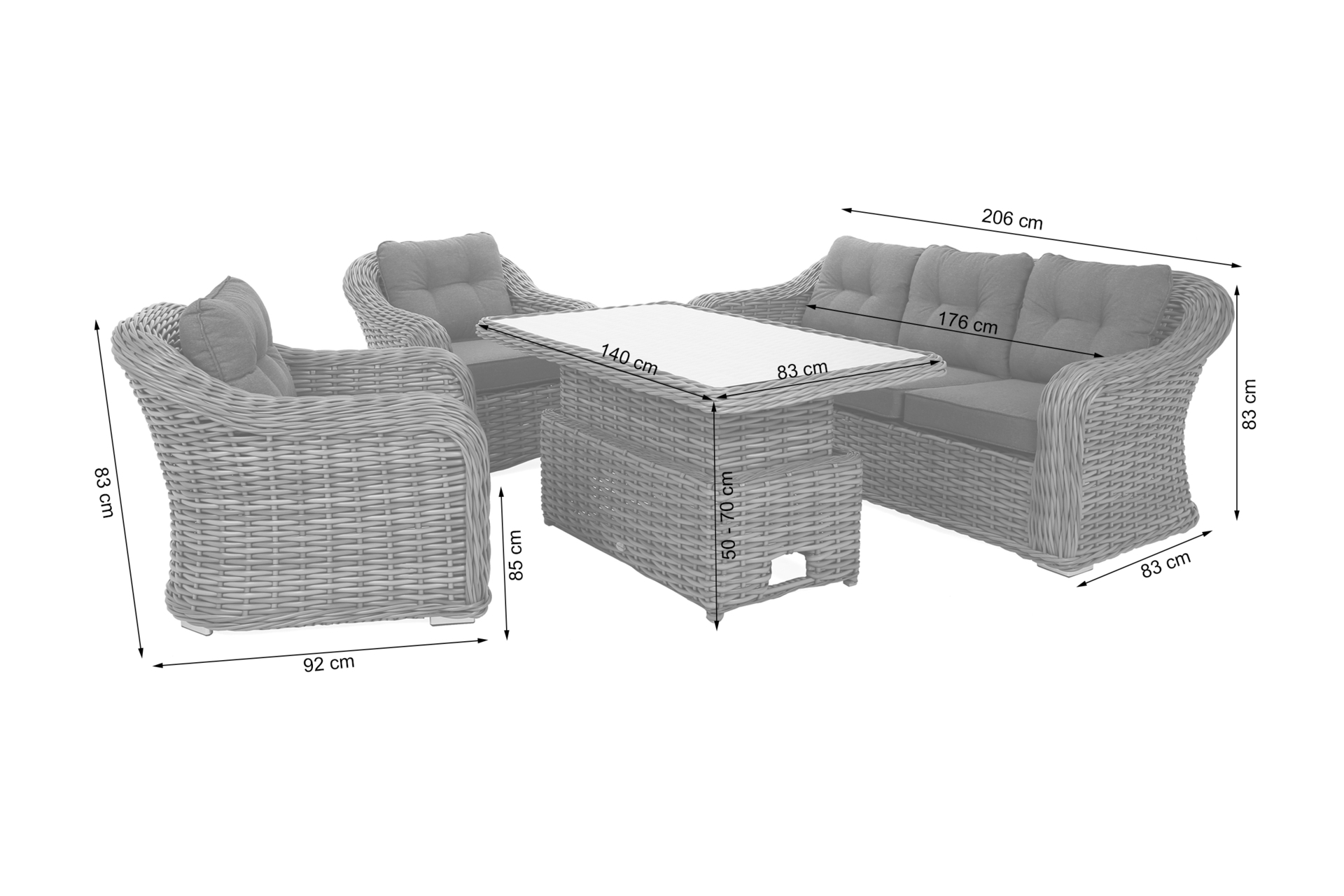 Meble ogrodowe technorattanowe Foggia Flex Silk Grey / Grey Melange