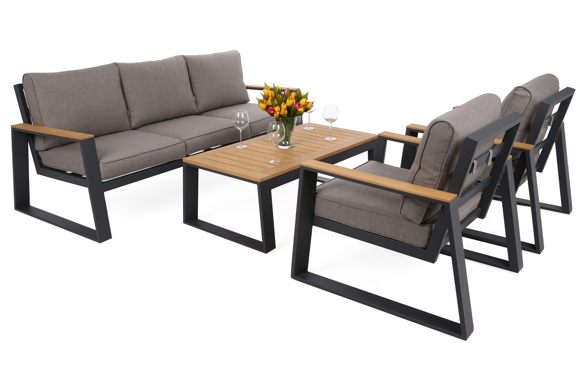 Meble ogrodowe aluminiowe Rimini Dark Grey / Beige Melange