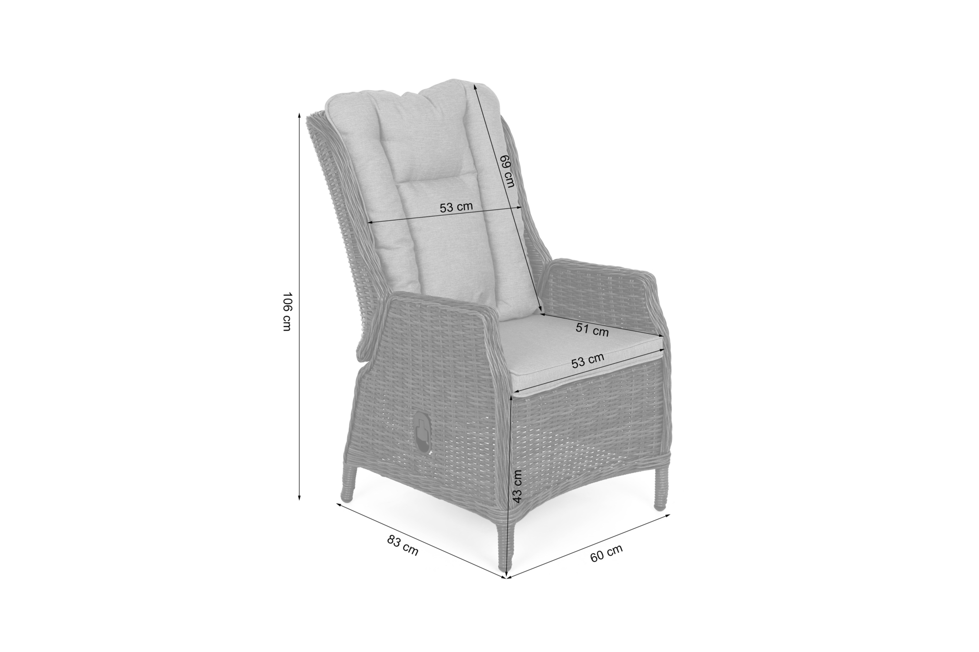 Fotel technorattanowy Bristol Relax Beige / Beige Melange - beżowy - regulowany Fotel technorattanowy Bristol Relax Beige / Beige Melange