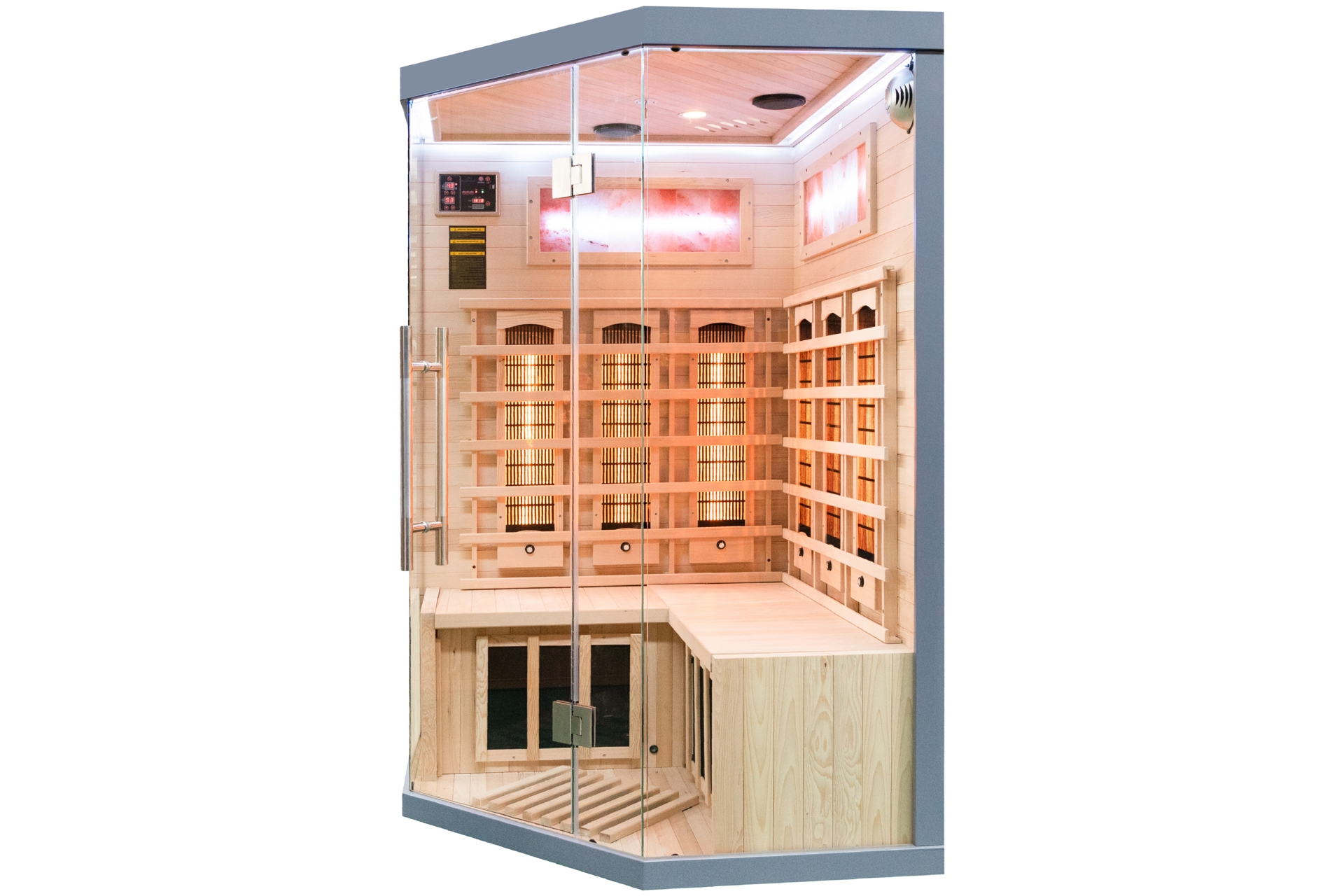 Sauna infrared narożna Nordum Solea 2-osobowa szara