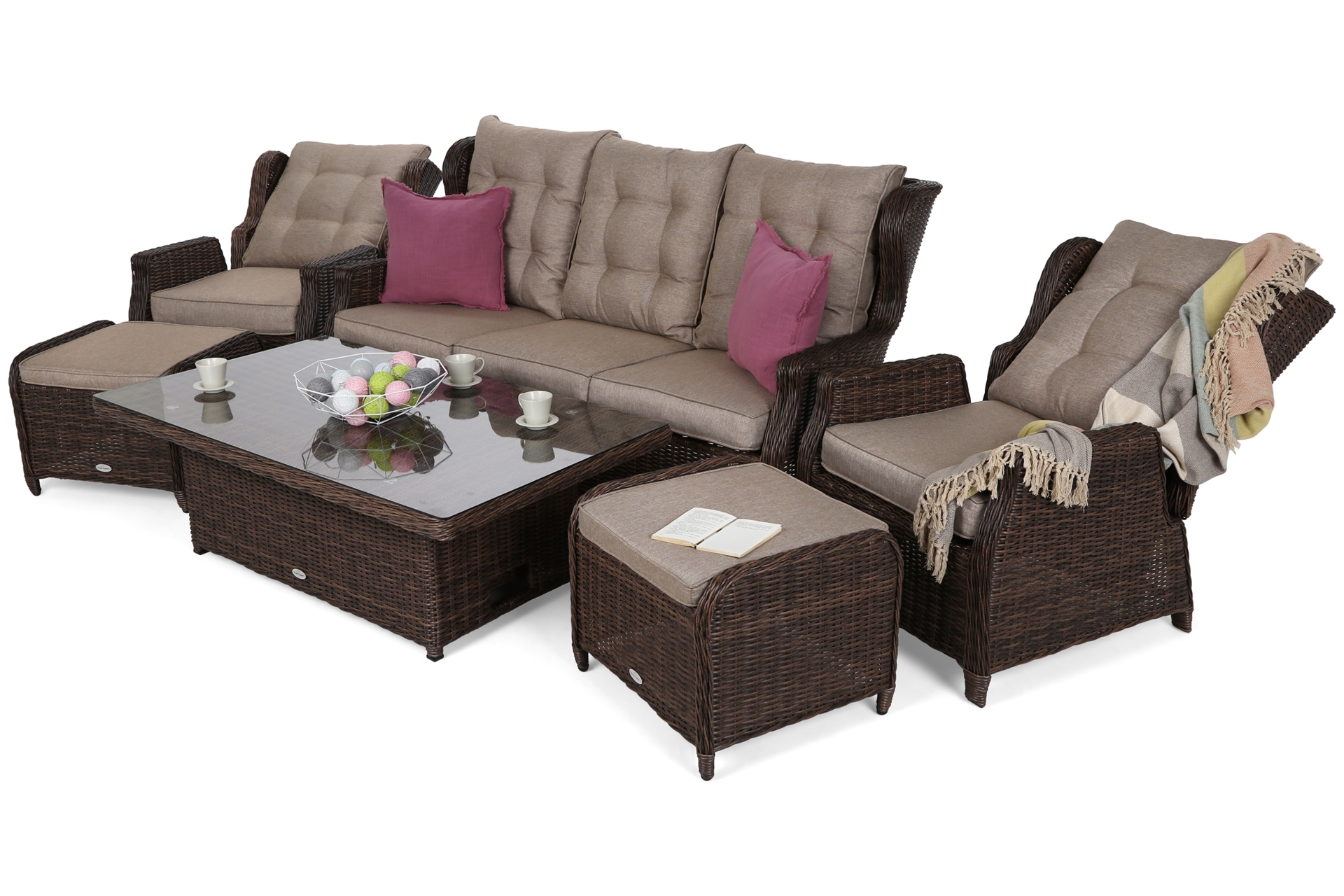 Meble ogrodowe technorattanowe Memfis Brown Mat / Brown Melange