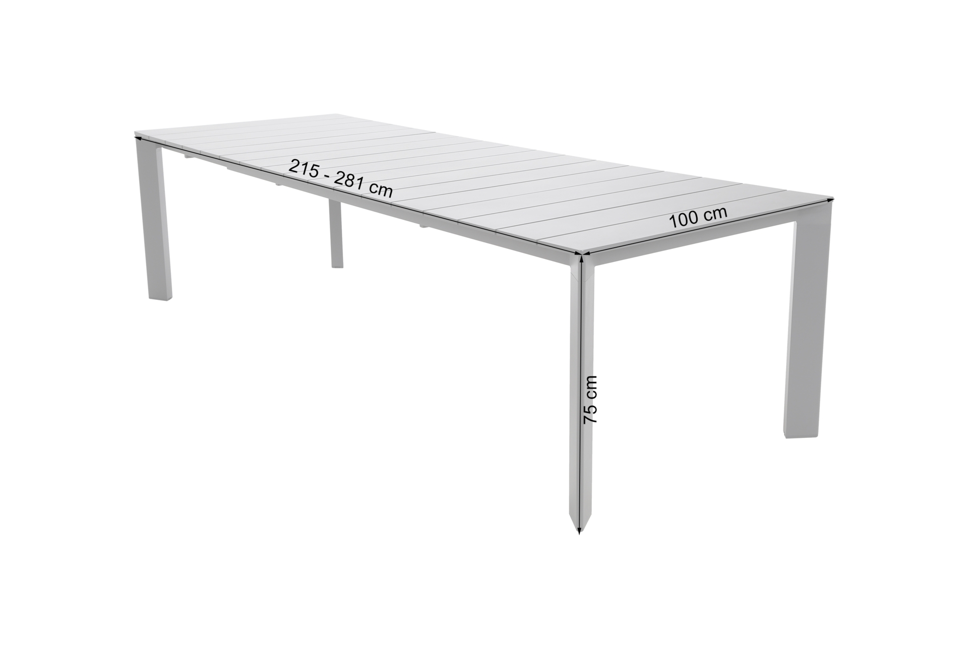 Stół ogrodowy aluminiowy rozkładany Marsala 215+65 cm Grey