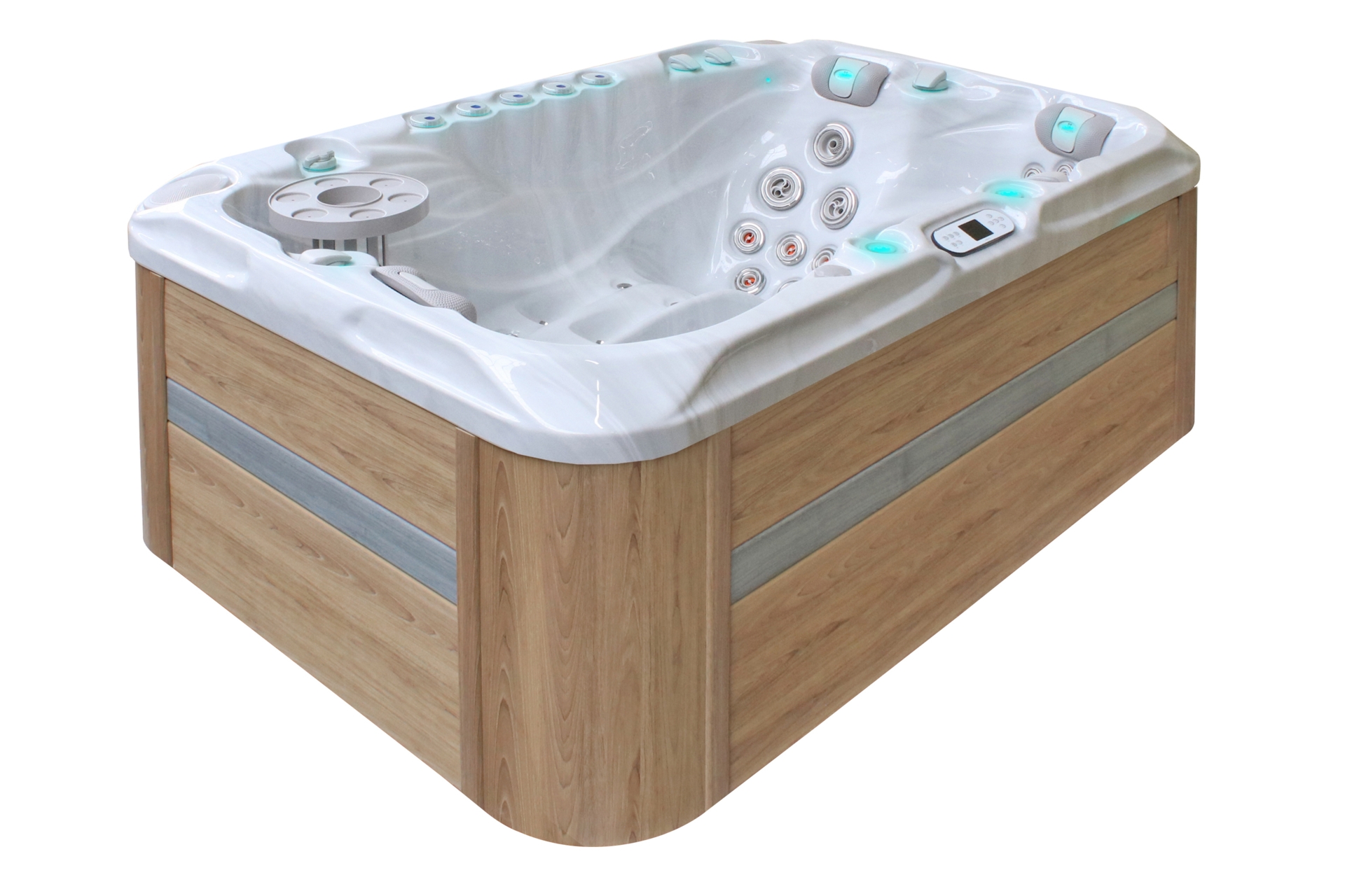 Wanna ogrodowa z hydromasażem Aquess Sensation 6102 3-osobowa Sterling White / OAK