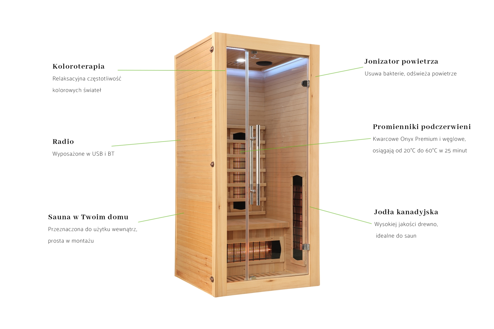 Sauna infrared Nordum Basic 1-osobowa naturalna