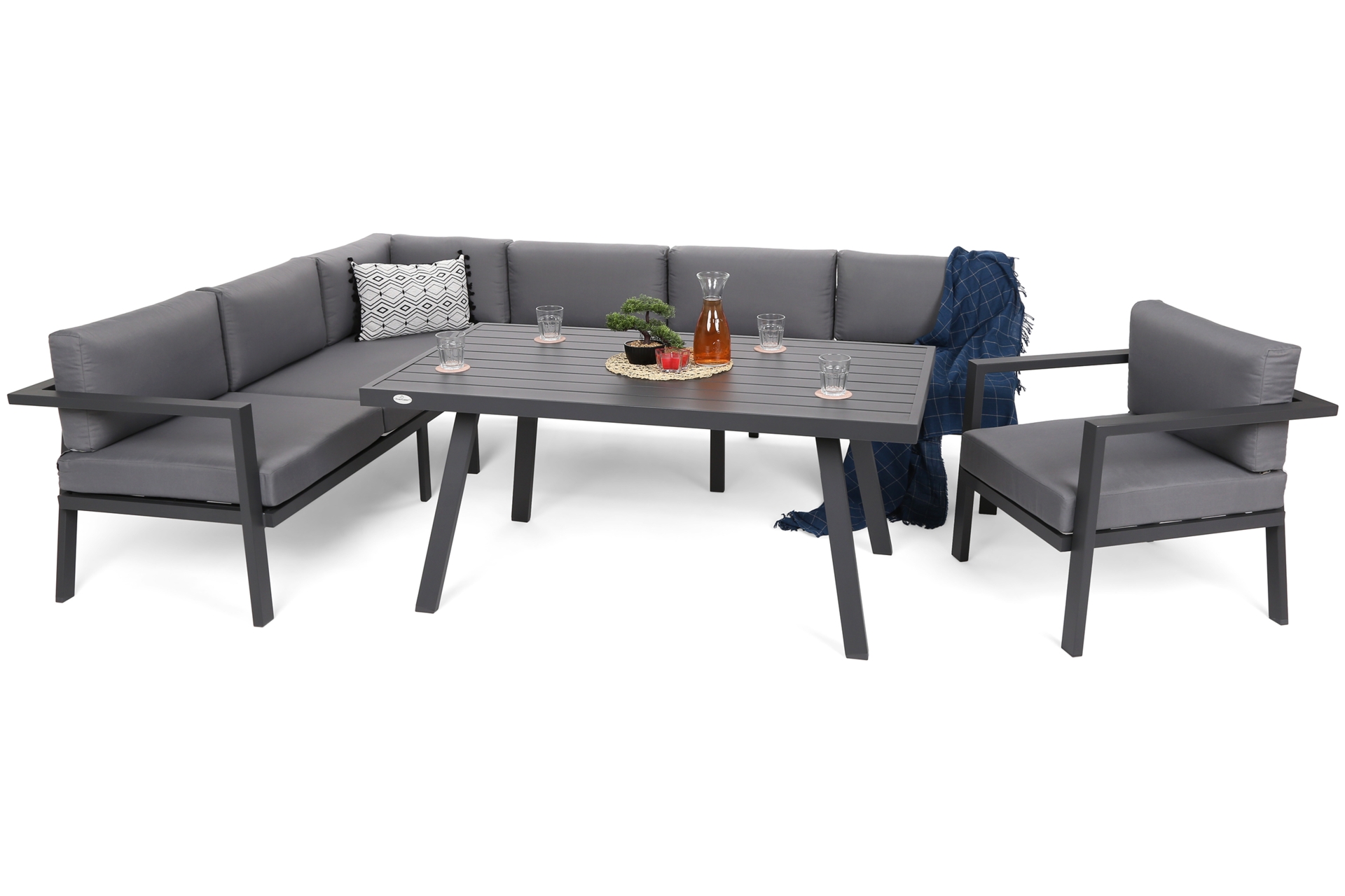 Narożne meble ogrodowe aluminiowe Miami Grey / Window Grey