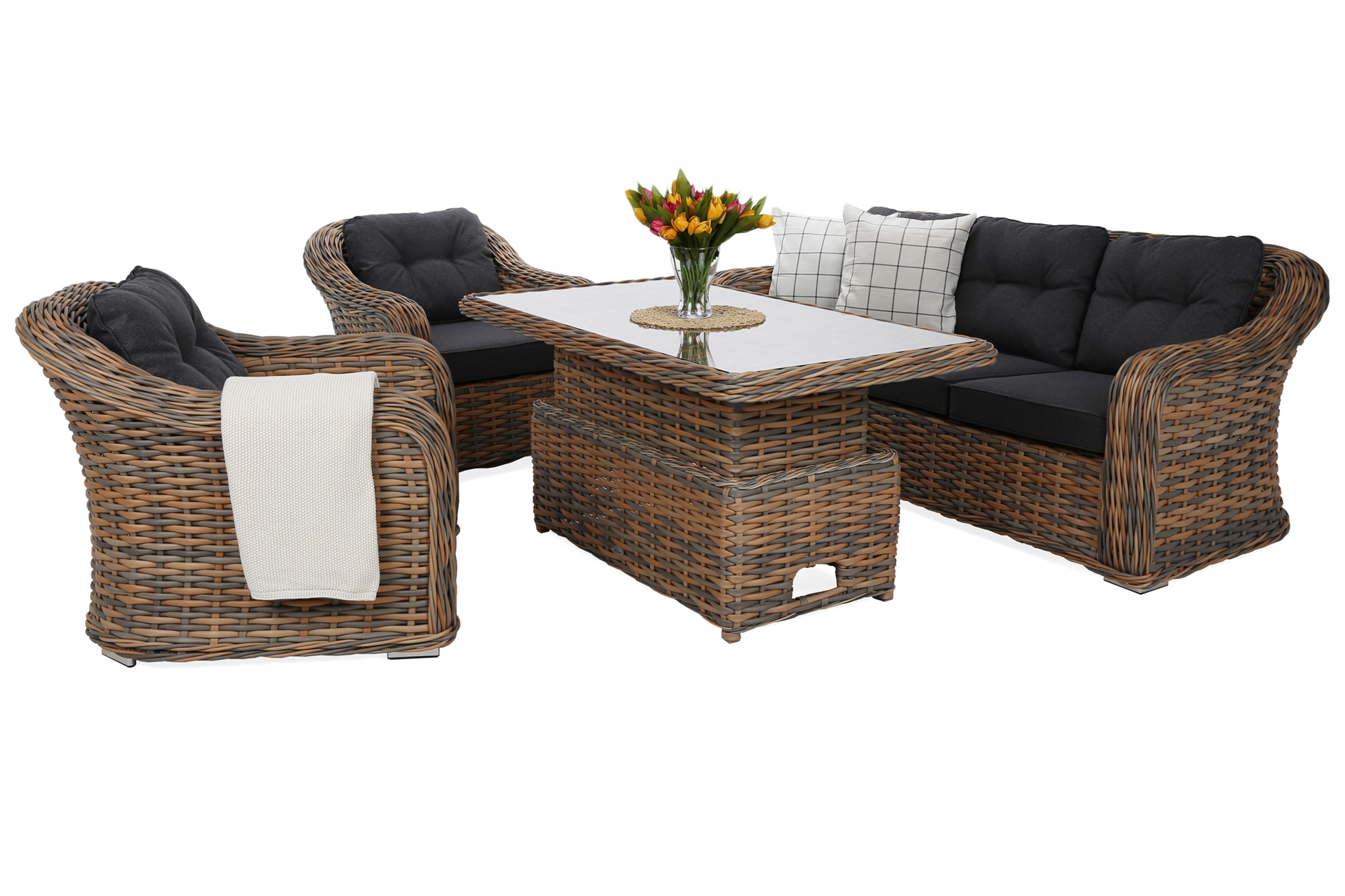 Meble ogrodowe technorattanowe Foggia Flex Ginger Melange / Dark Grey