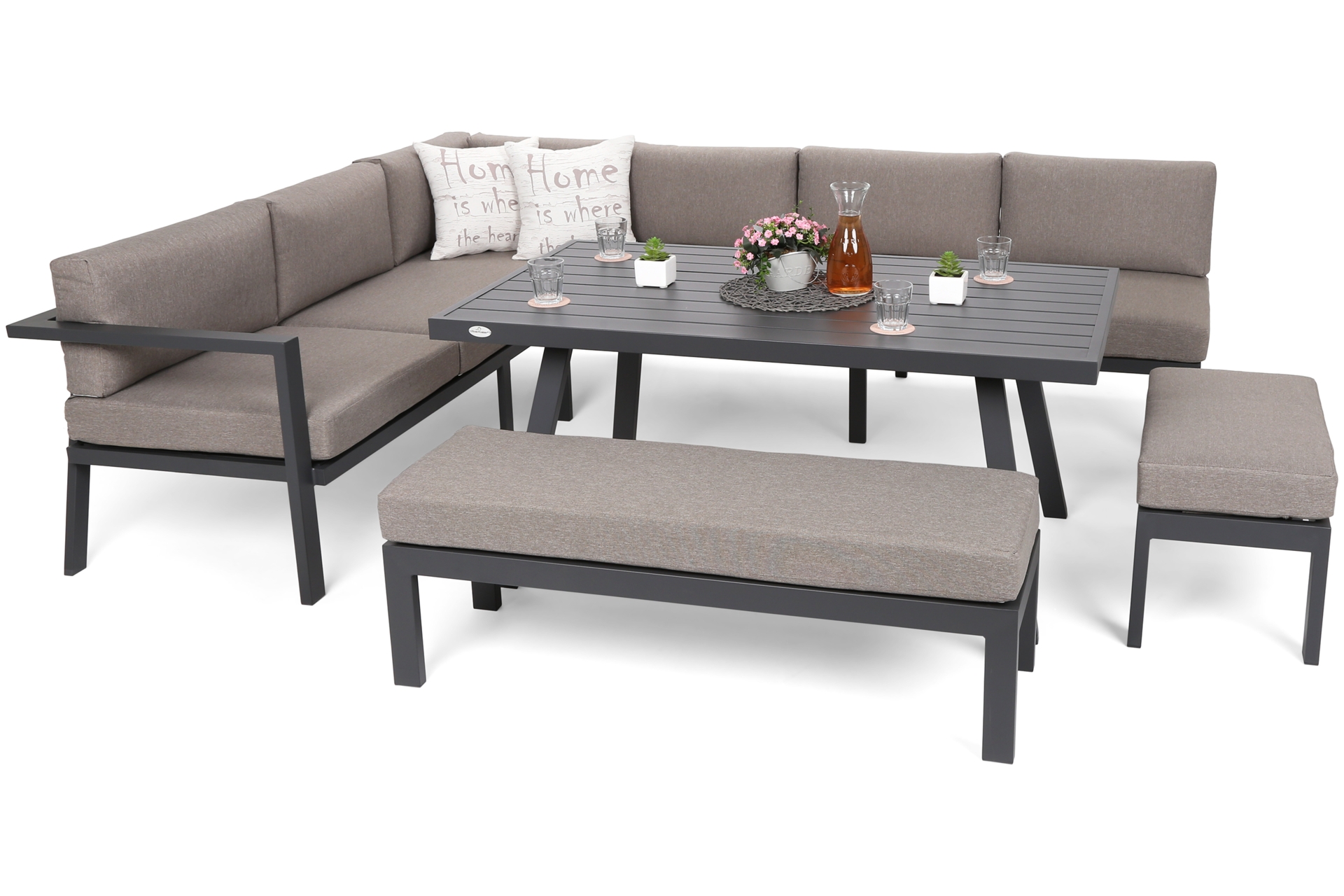 Narożne meble ogrodowe aluminiowe Galapagos Grey / Taupe