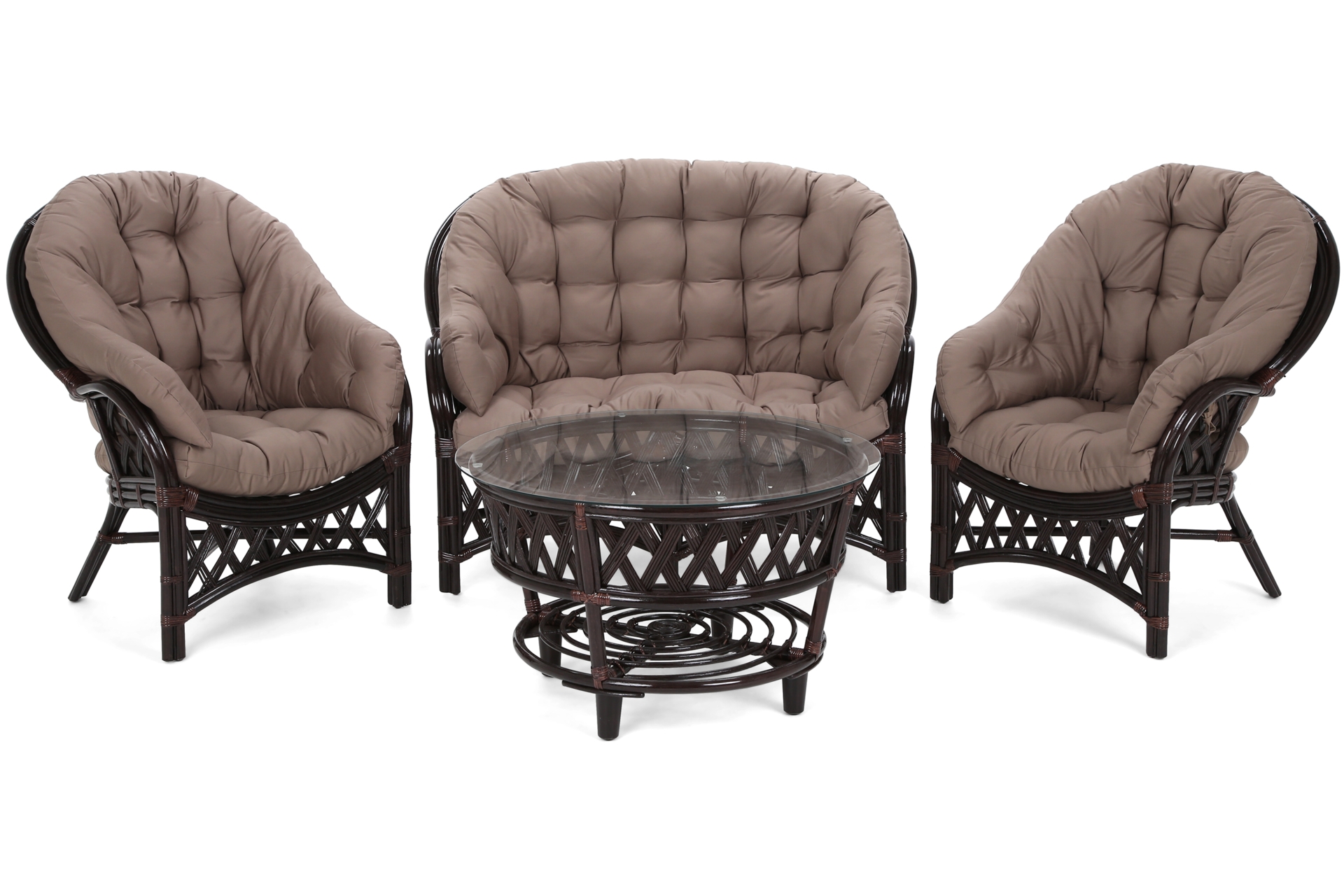 Meble ogrodowe rattanowe Diego Brown / Cappuccino 3+1