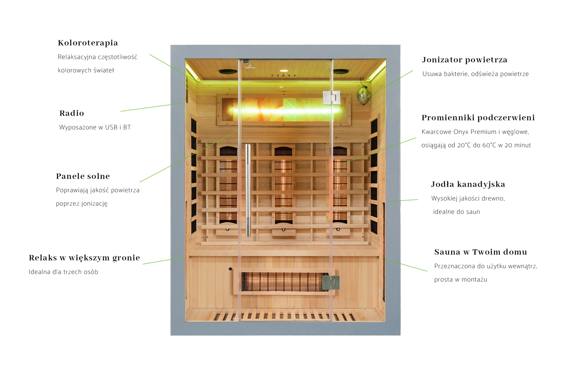 Sauna infrared Nordum Solea 3-osobowa szara
