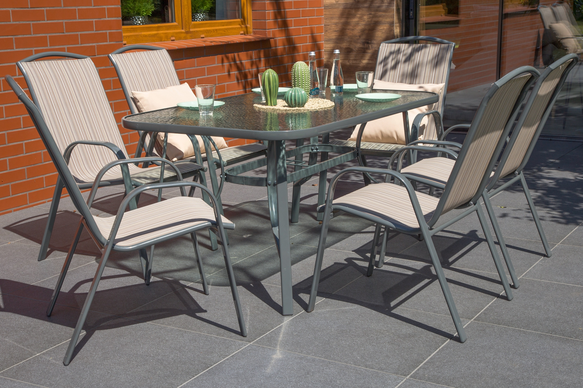 Meble ogrodowe metalowe Sevilla 145 cm Atlanta Grey / Brown Melange 6+1