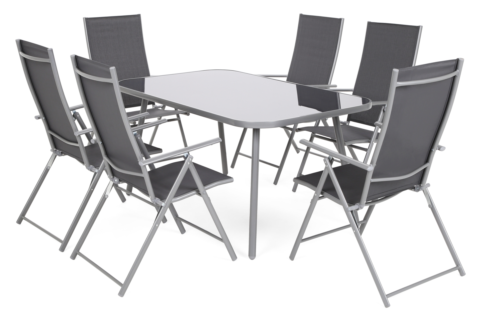 Meble ogrodowe metalowe Casablanca Silver / Grey - 150 cm - 6 osób Meble ogrodowe metalowe Casablanca 150 cm Silver / Grey 6+1
