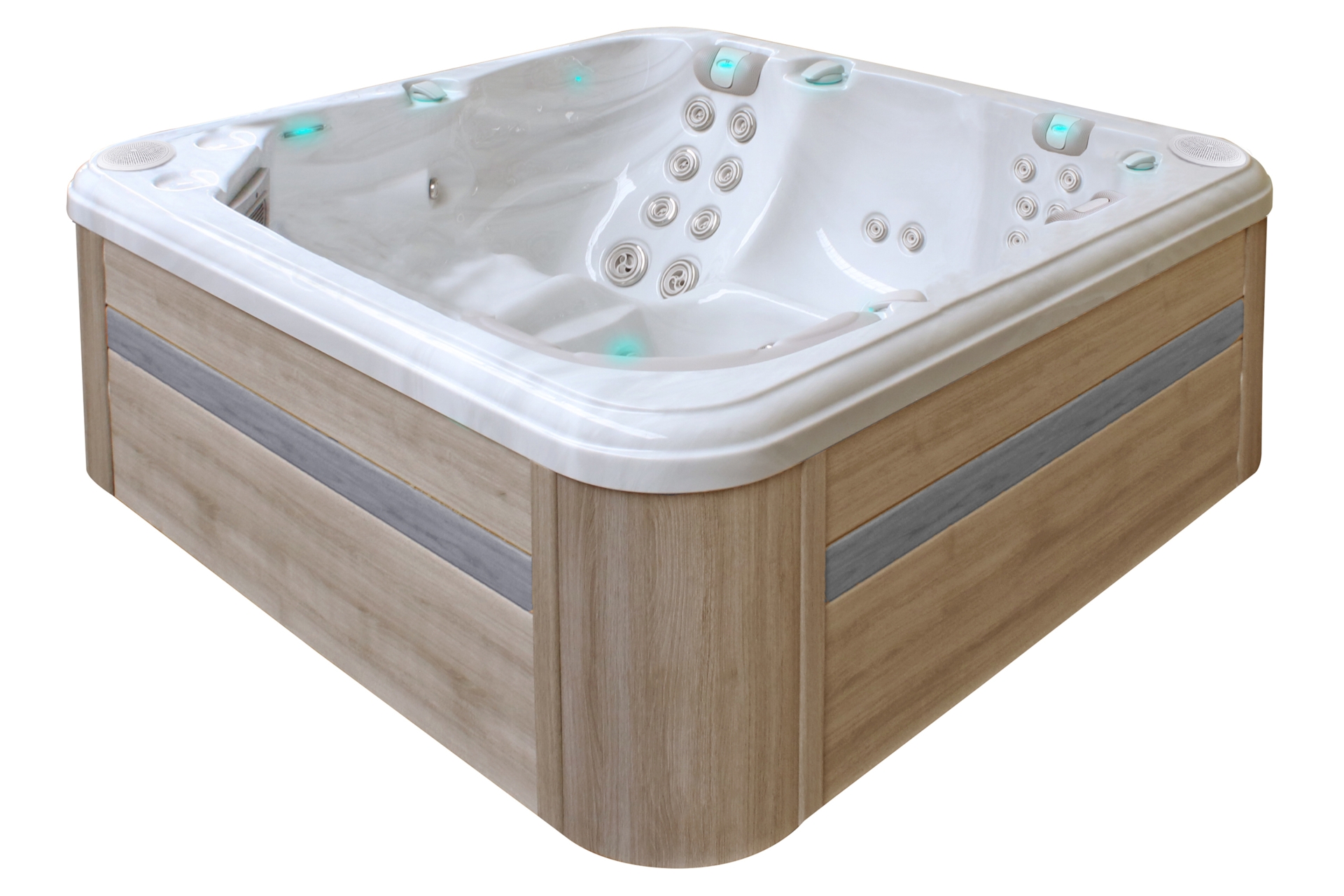 Wanna ogrodowa z hydromasażem Aquess Reflect 4202 7-osobowa Sterling White / OAK