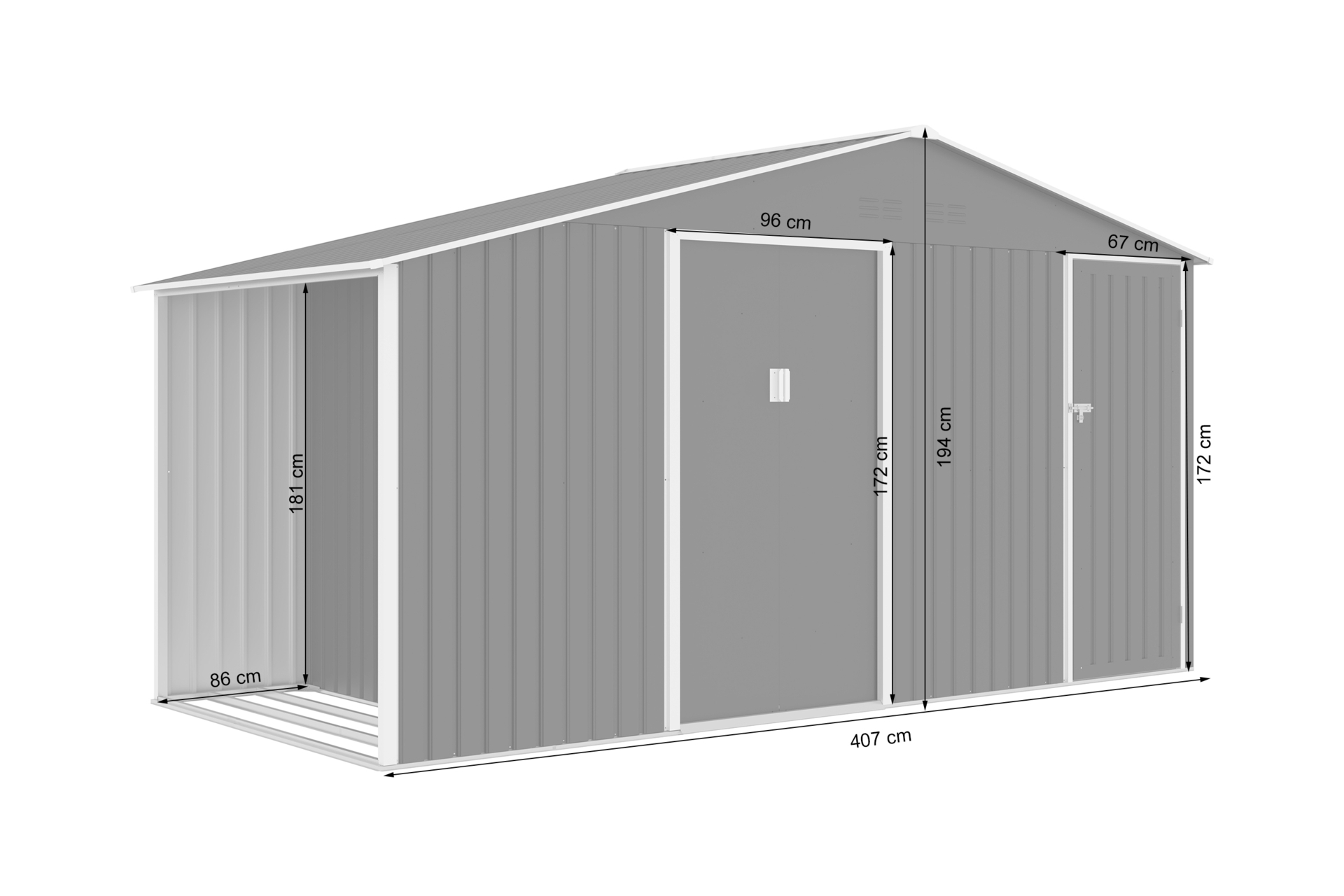 Domek narzędziowy Bergen 407 x 194 cm Grey z drewutnią