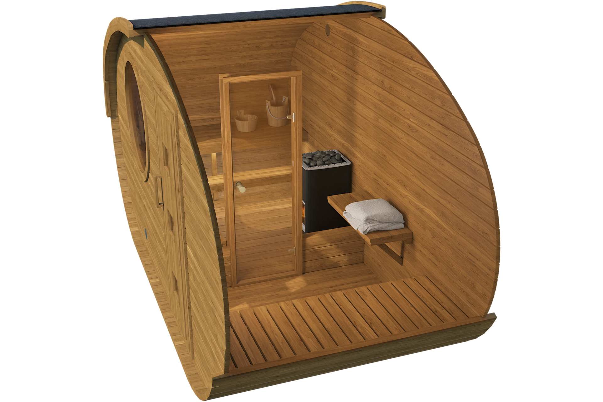 Sauna fińska zewnętrzna Hobbit Mini CLT 195 x 400 cm