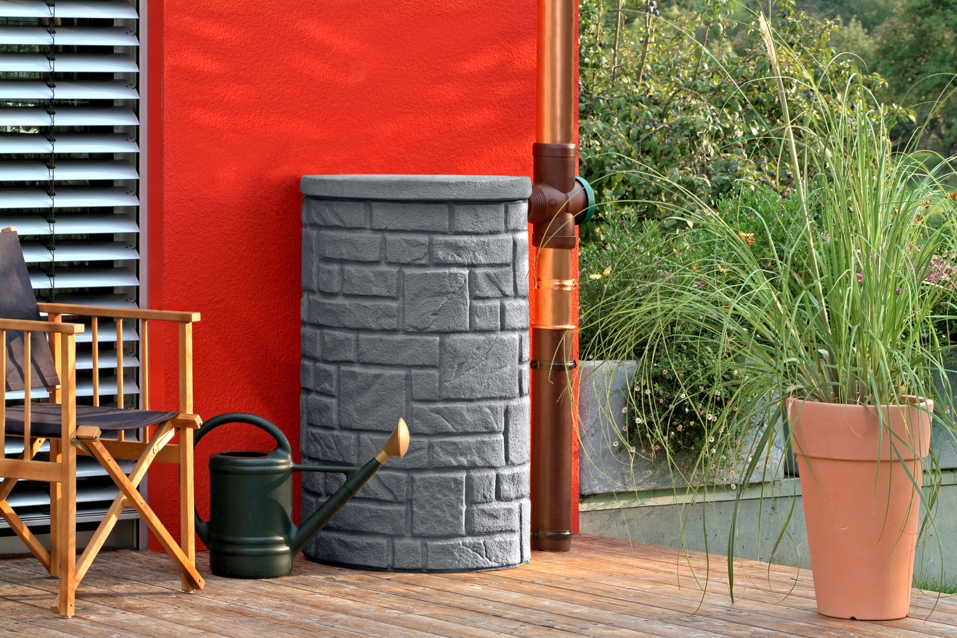 Zbiornik na deszczówkę MPI Arcado 230 l czarny granit - na wodę deszczową Zbiornik na deszczówkę MPI Arcado 230 l czarny granit