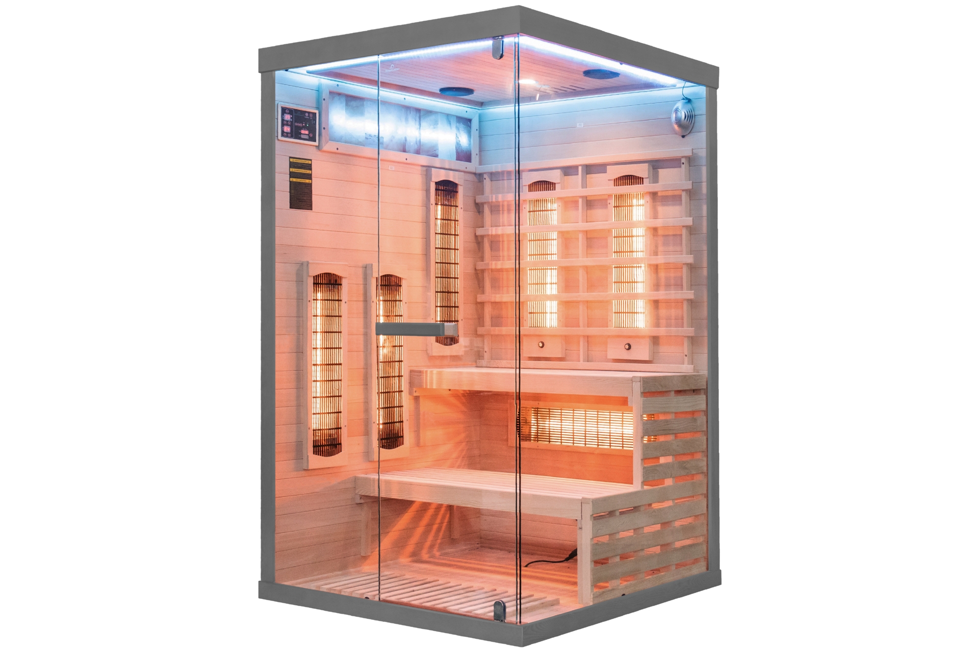 Sauna infrared narożna Nordum Pure 2-osobowa szara