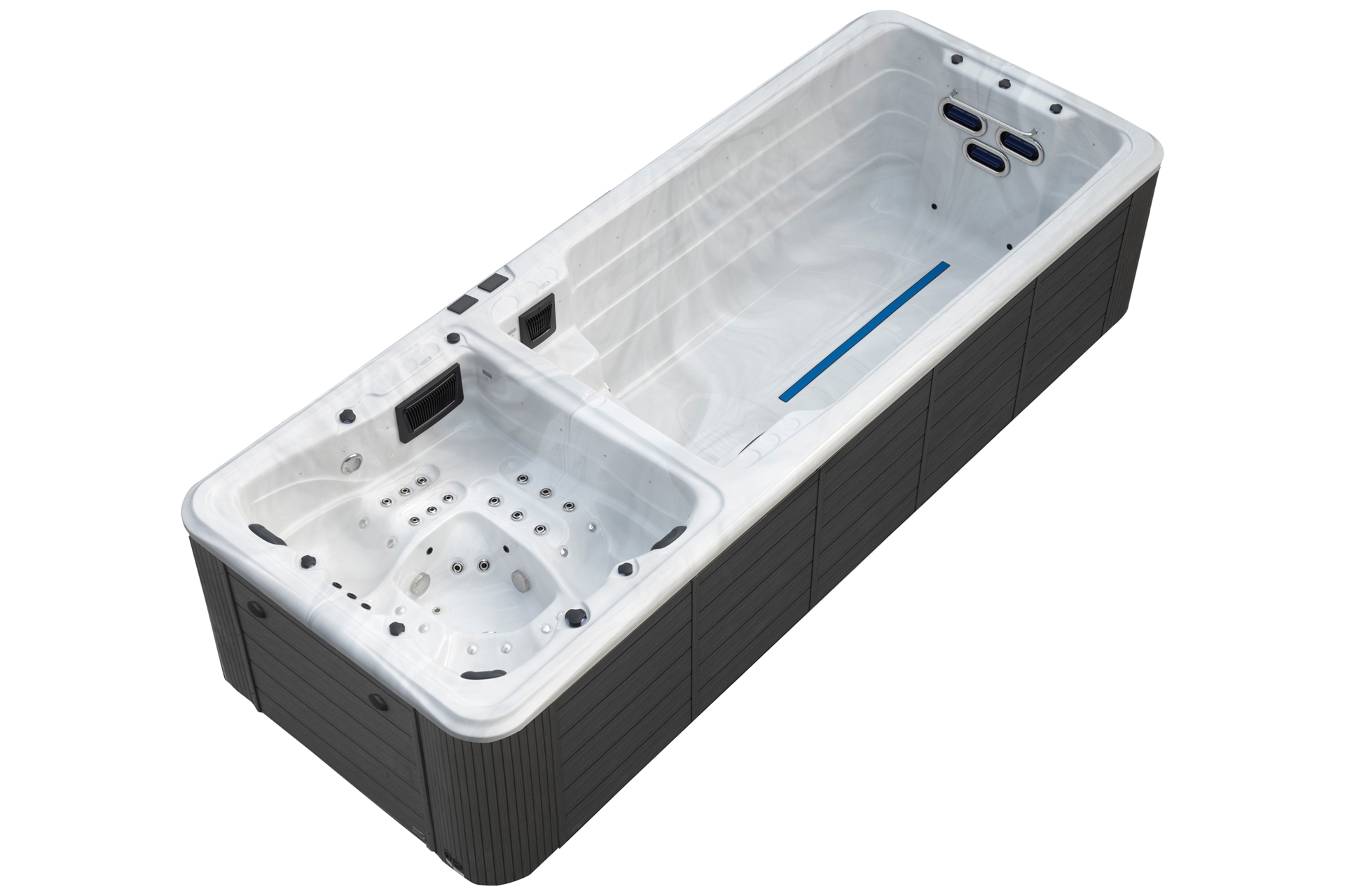 Basen ogrodowy z przeciwprądem i hydromasażem Aquess Wave 590 x 225 cm