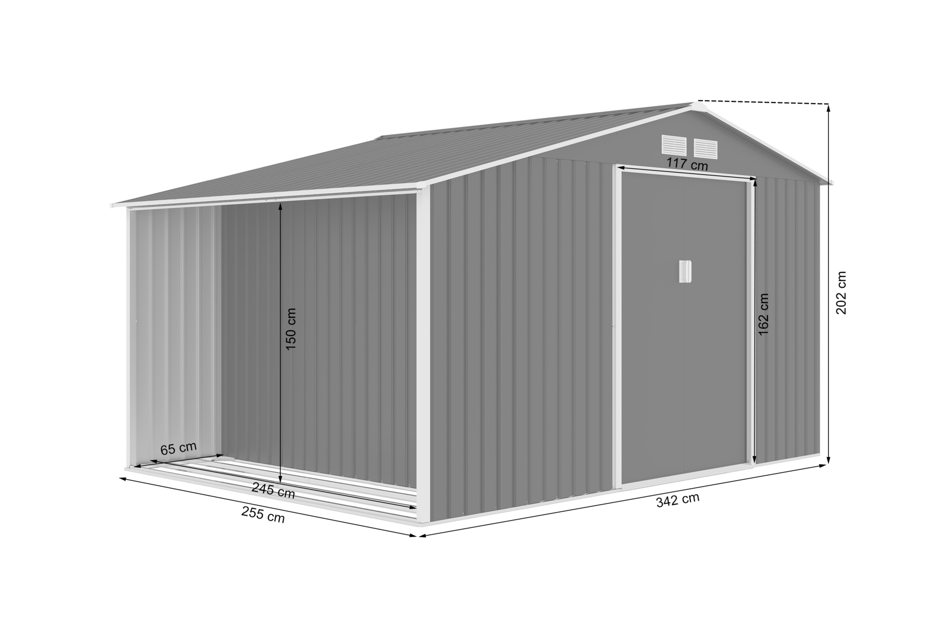 Domek narzędziowy Stockholm 342 x 255 cm Grey z drewutnią