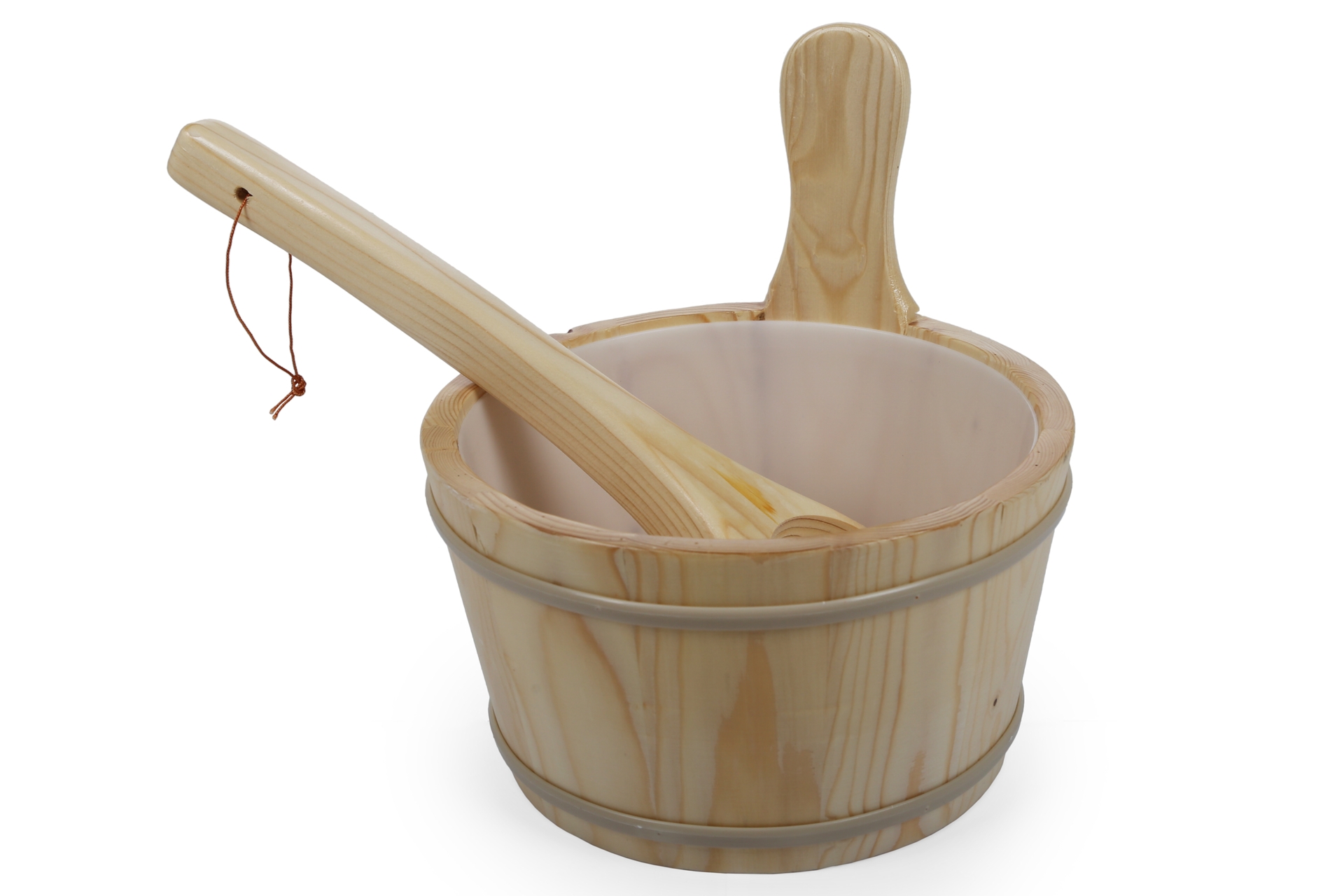 Drewniany ceber z chochlą do sauny fińskiej - zestaw Drewniany ceber z chochlą do sauny fińskiej