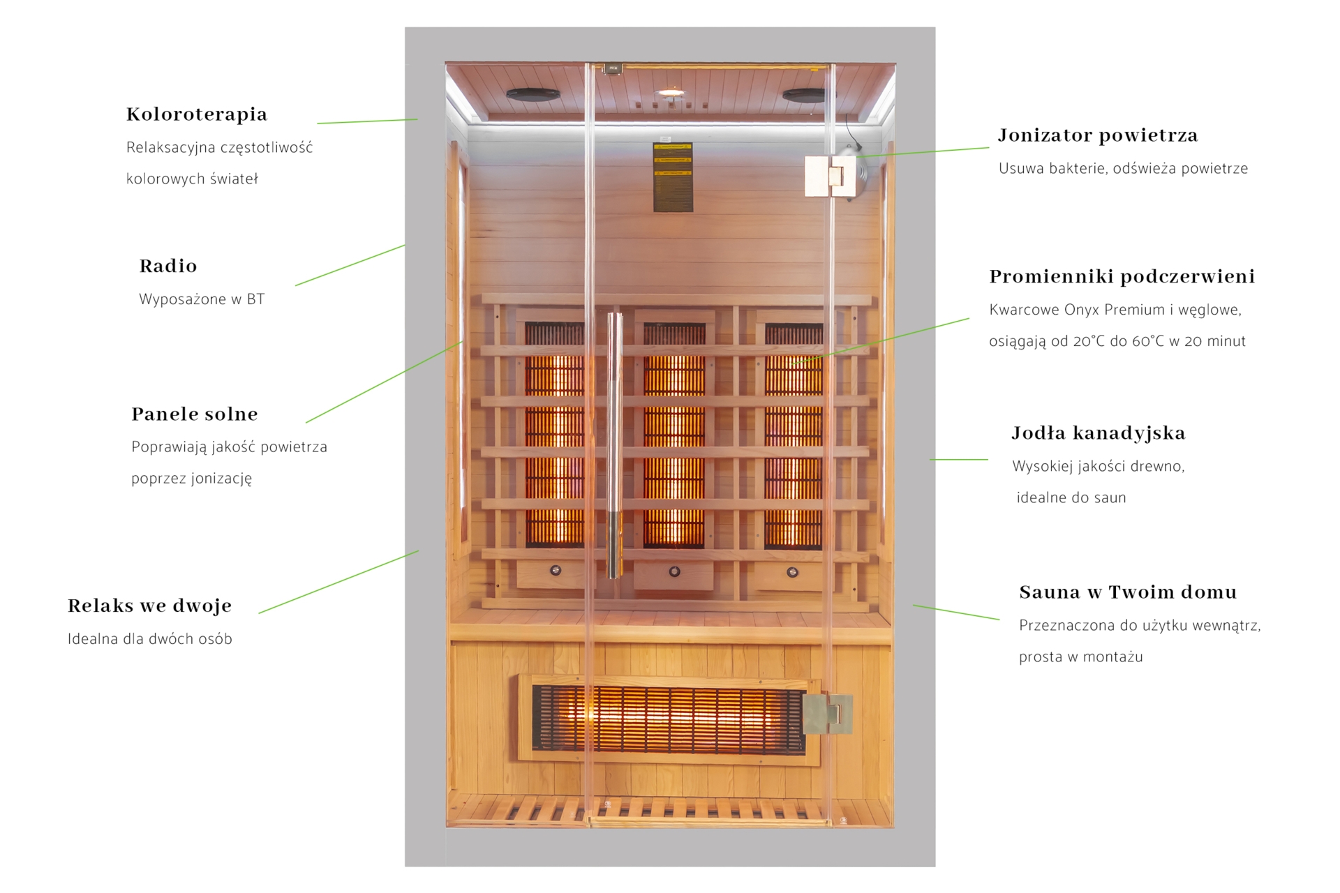 Sauna infrared Nordum Solea 2-osobowa szara