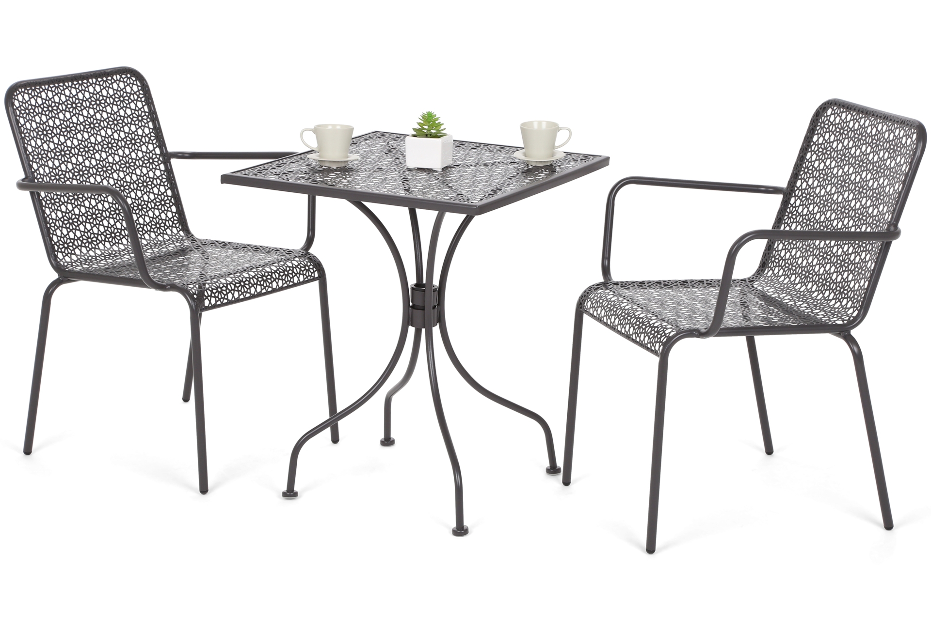 Meble balkonowe metalowe Maja Square Grey 2+1 - szara Meble balkonowe metalowe Maja Square Grey 2+1