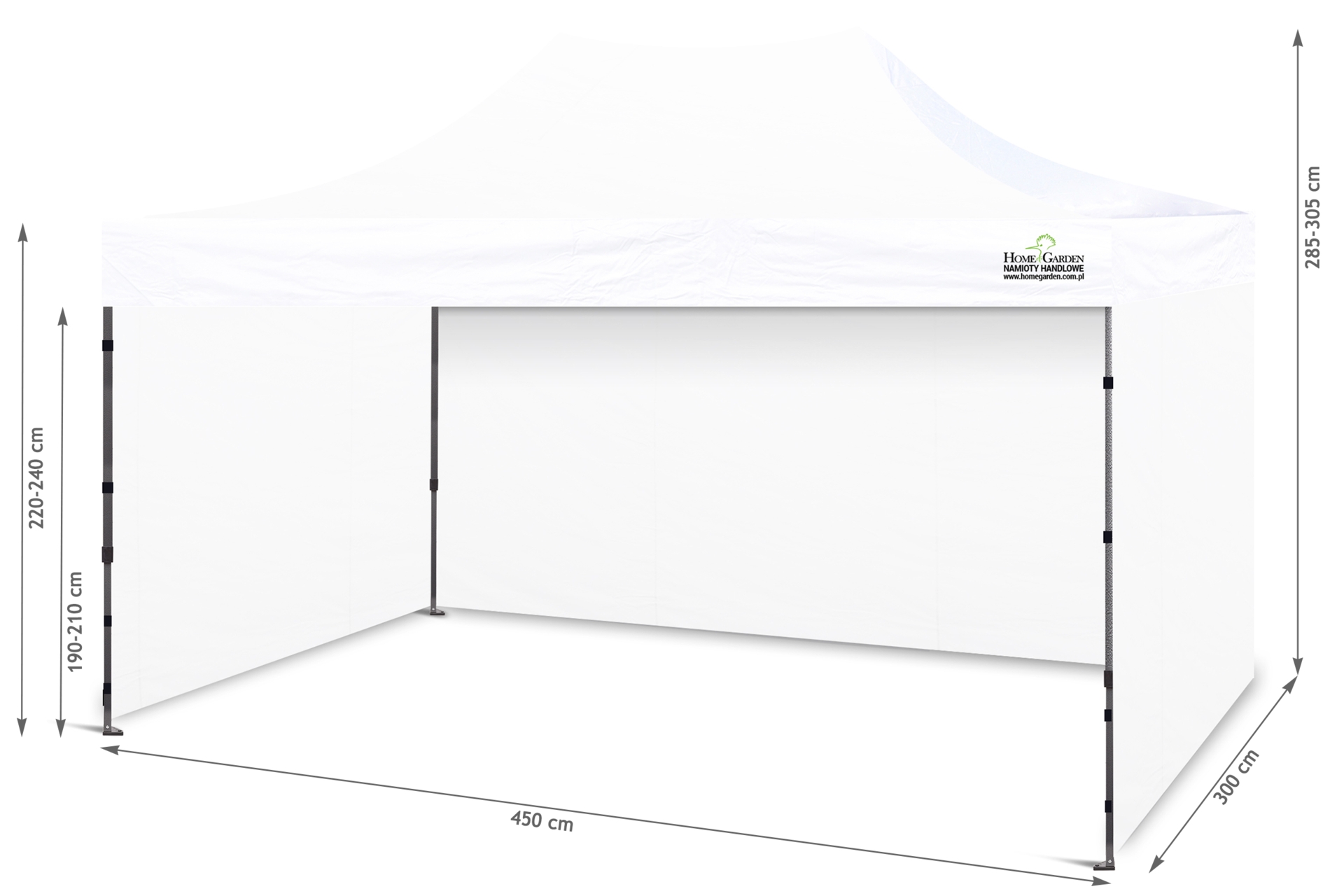 Namiot handlowy ekspresowy 4,5x3 m Namiot handlowy 450 x 300 cm biały