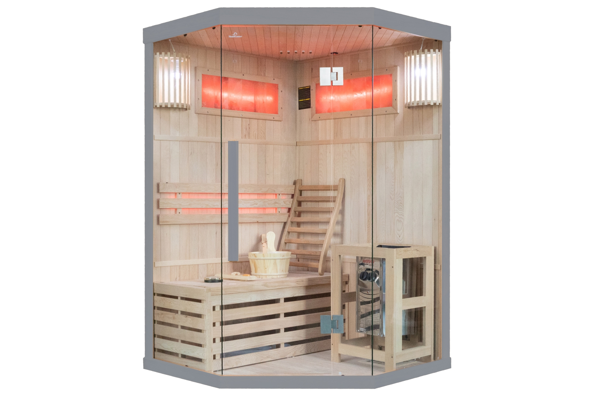 Sauna fińska narożna Nordum Solea 2-osobowa szara