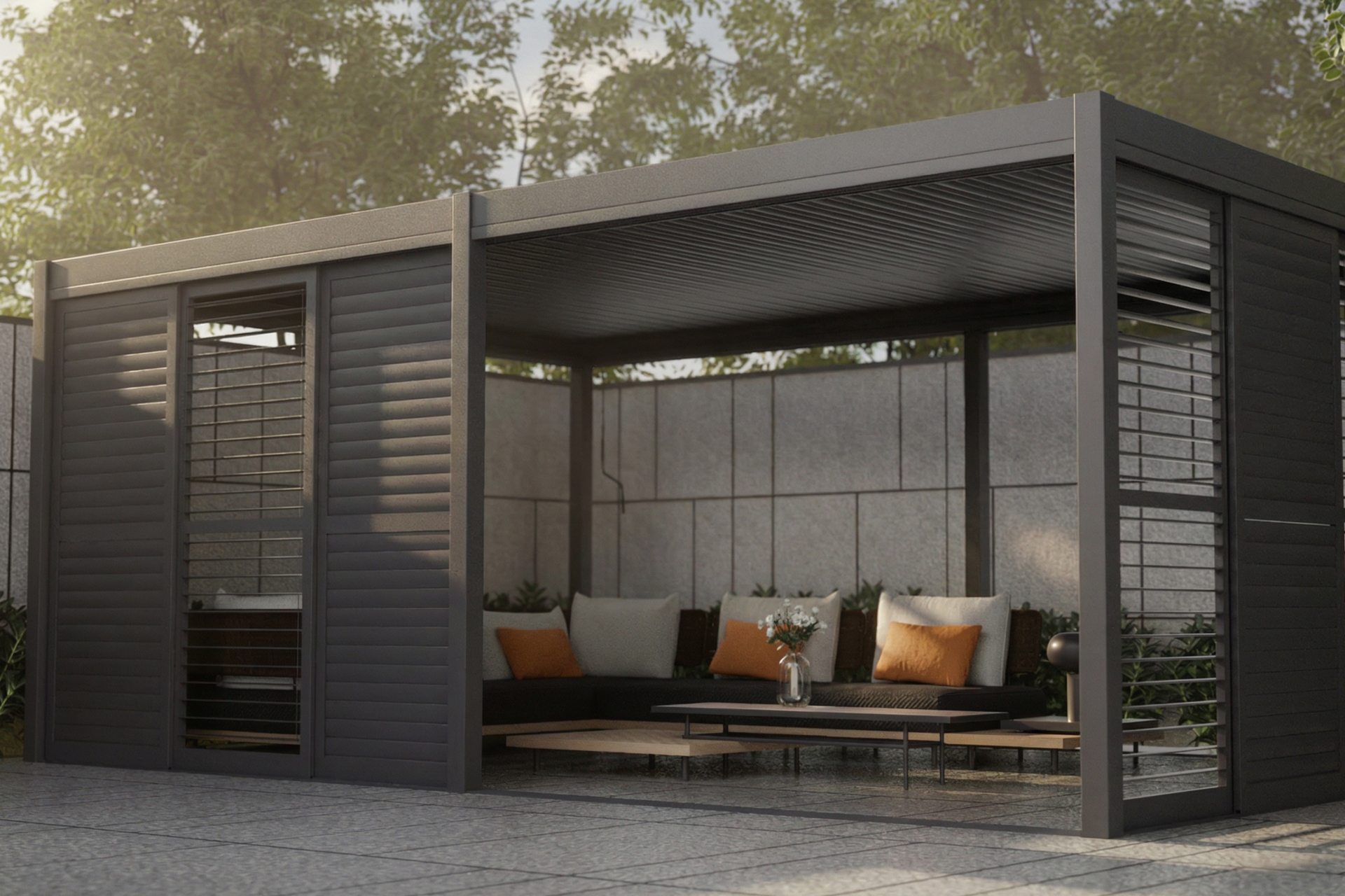 Przesuwna ścianka żaluzjowa 3 m do pergoli Schatler Modern / Modern Alu