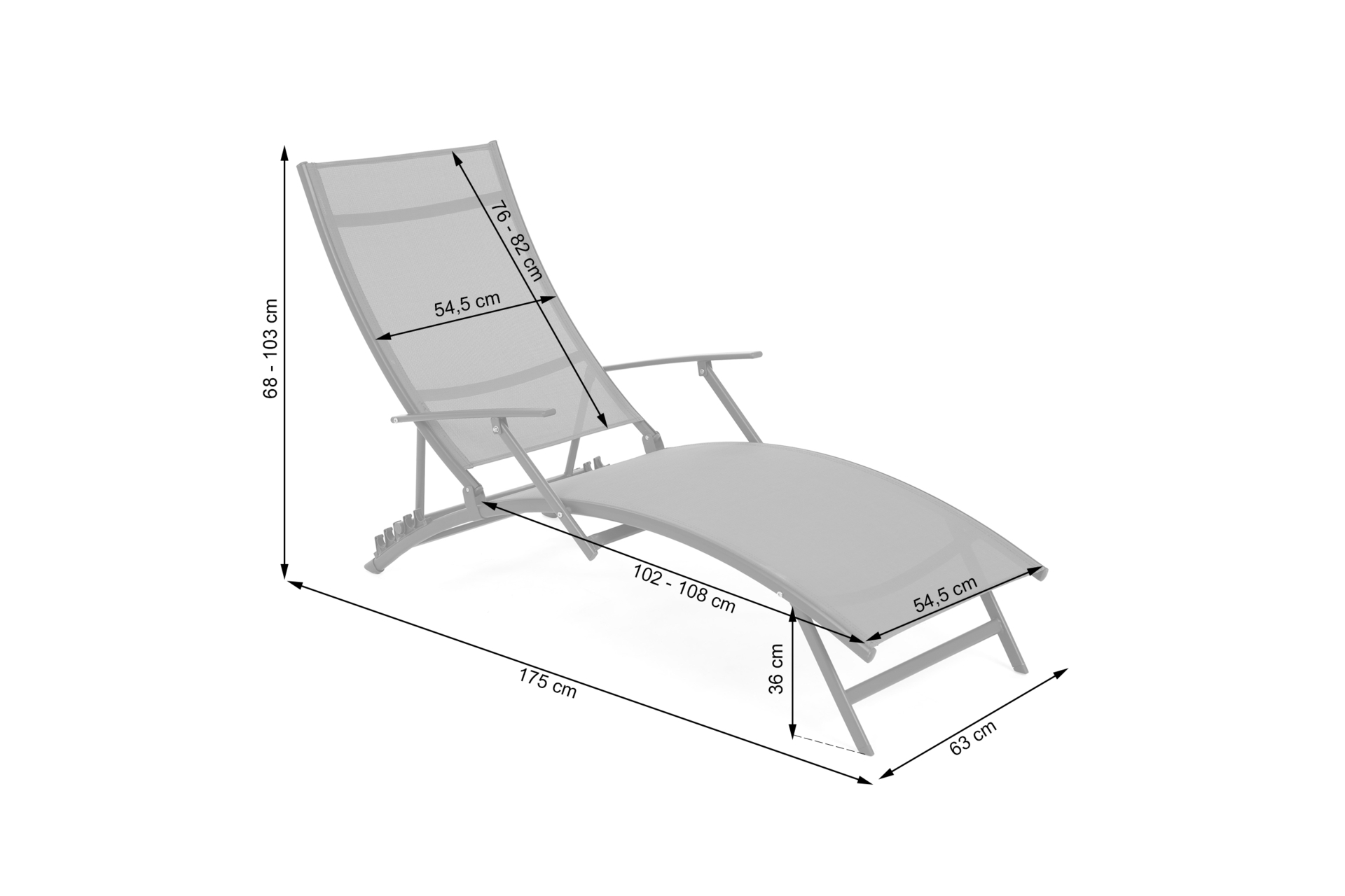Leżak ogrodowy metalowy Summer Silver / Black